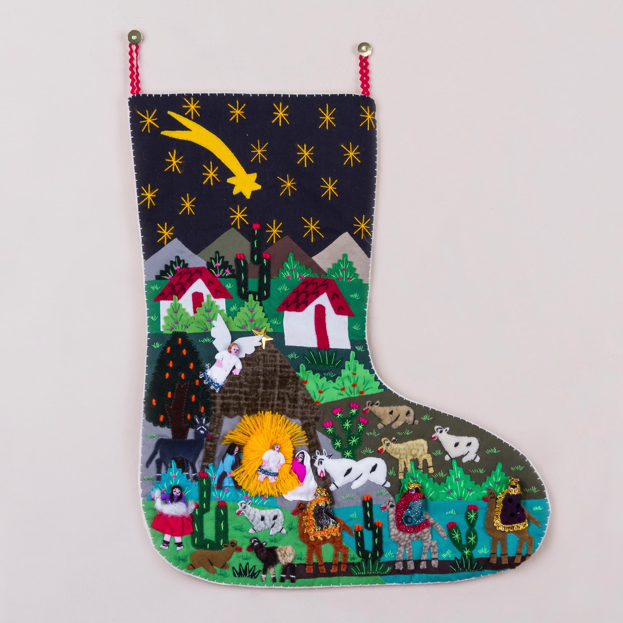 Premium Handcrafted Andean Nativity Christmas Stocking - Heirloom Quality