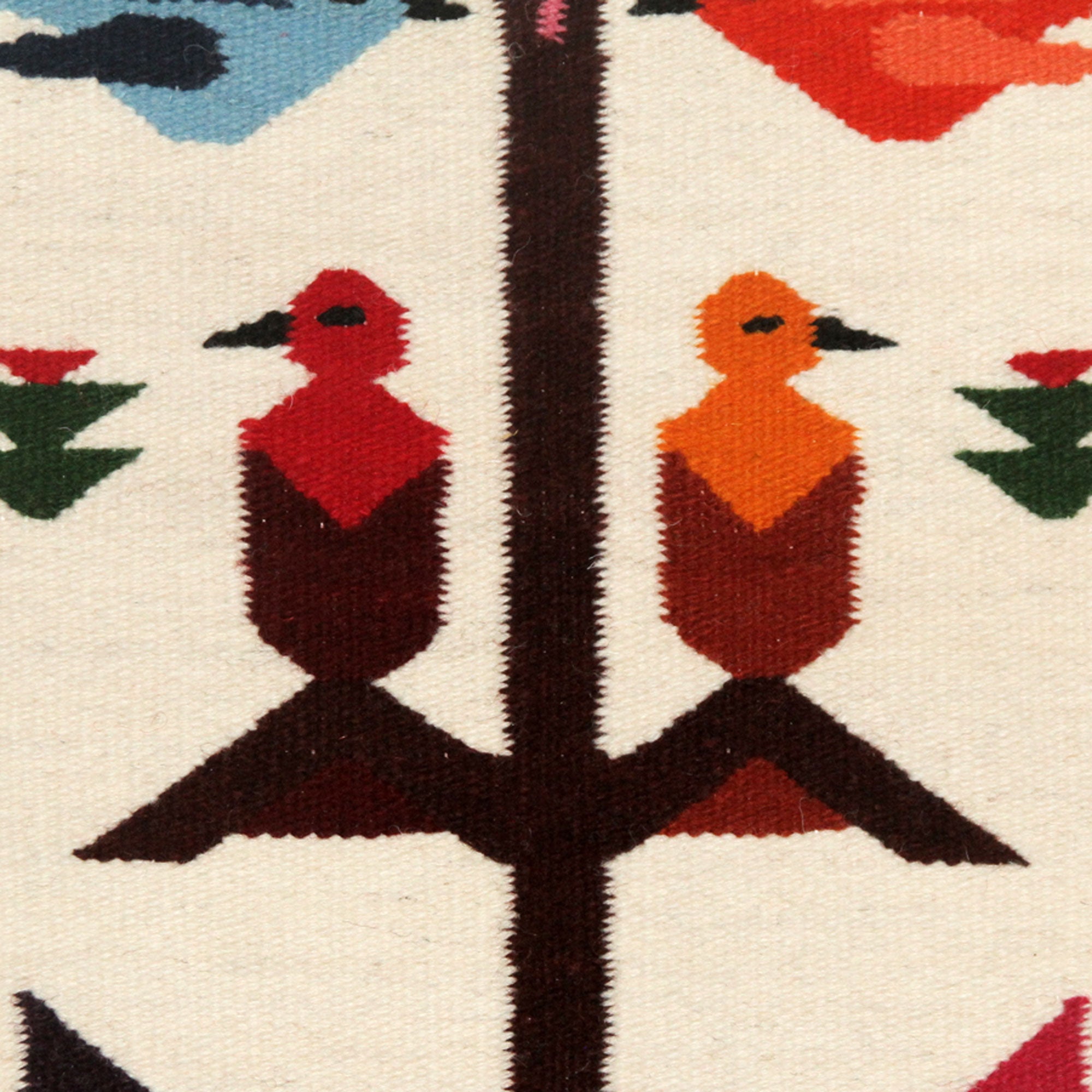 Premium Handwoven Wool Tapestry - Joyful Swallows Design by Cerapio Vallejo