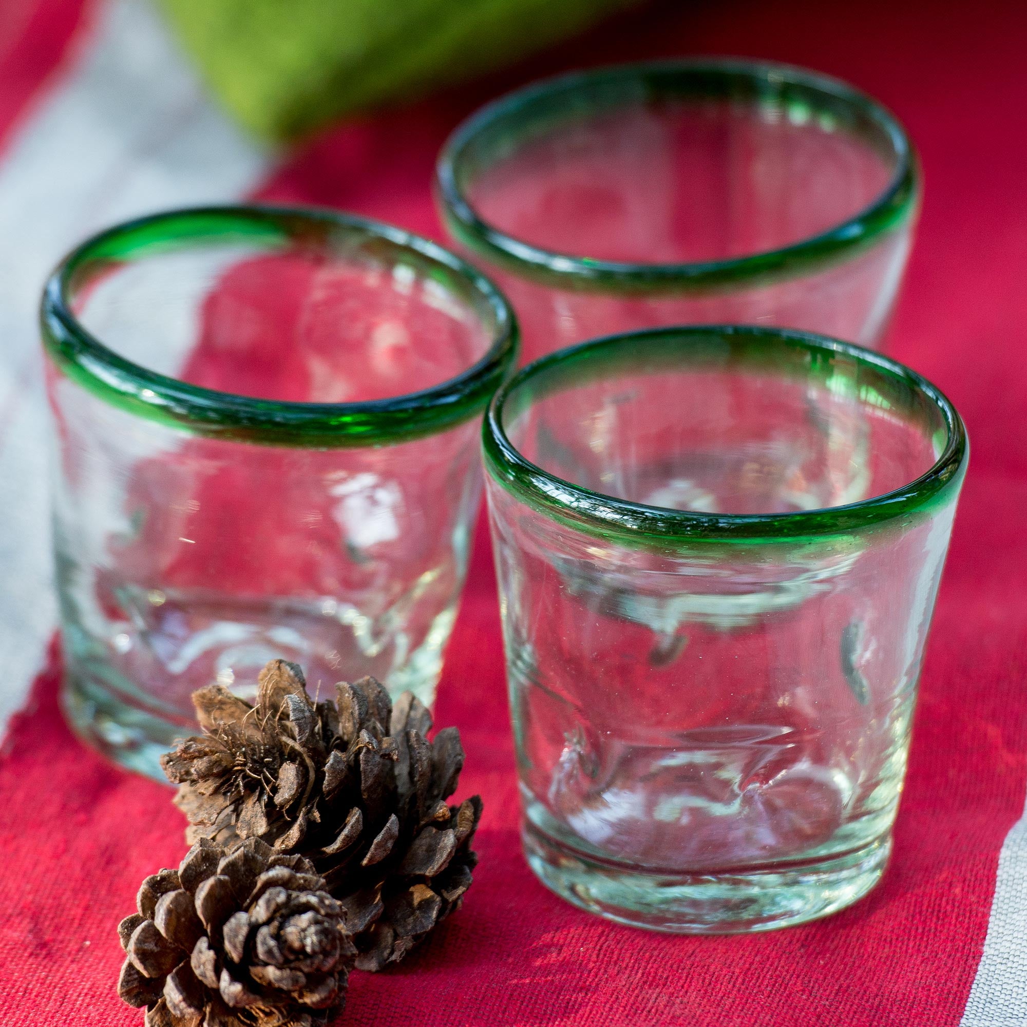 Premium Lime Freeze Recycled Glass Tumbler Set - Handcrafted Elegance