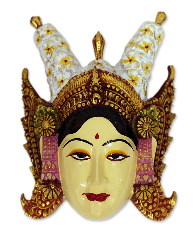 Premium Handcrafted Legong Dancer Crocodile Wood Mask