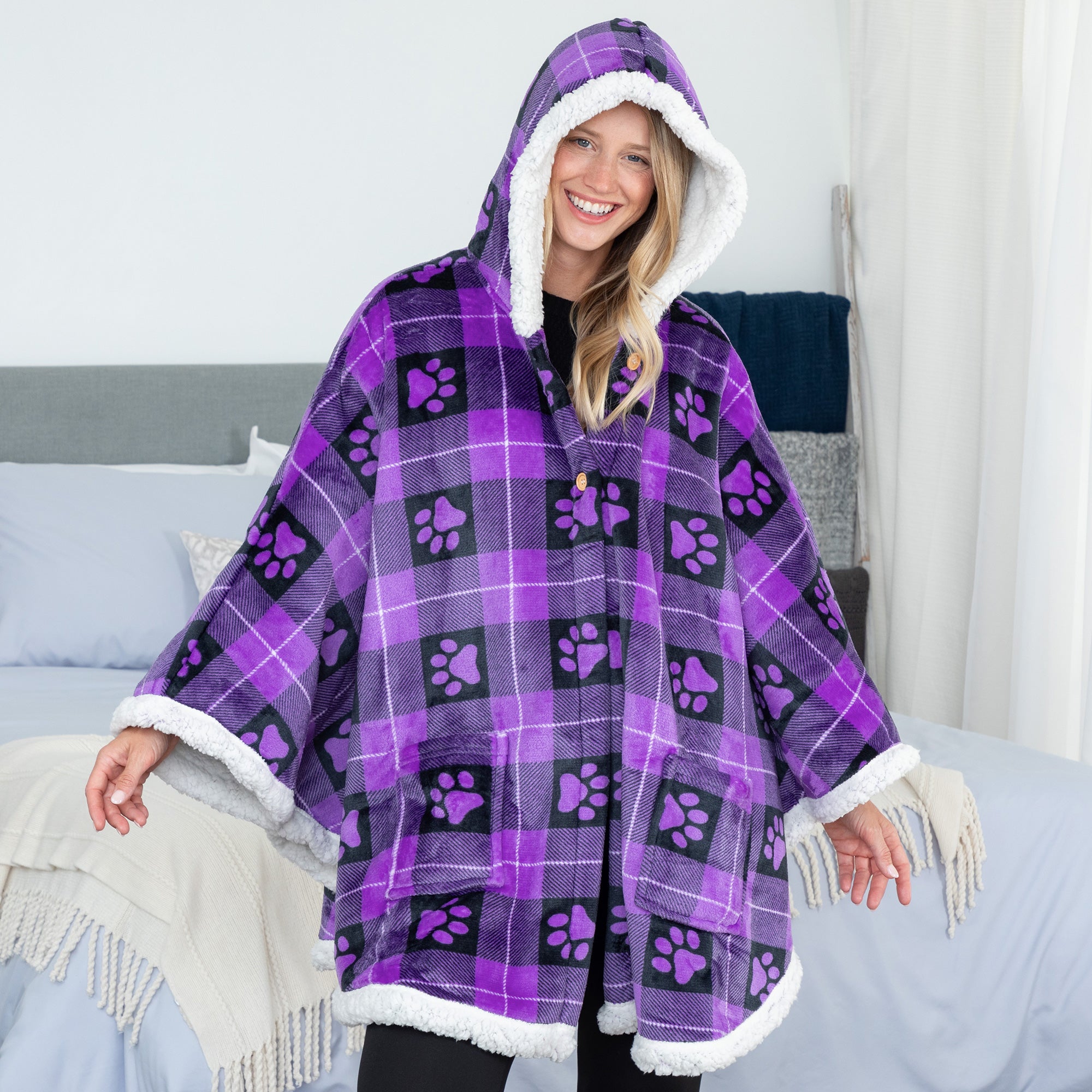 Ultimate Cozy Paw Print Hoodie Blanket - Premium Wearable Cape