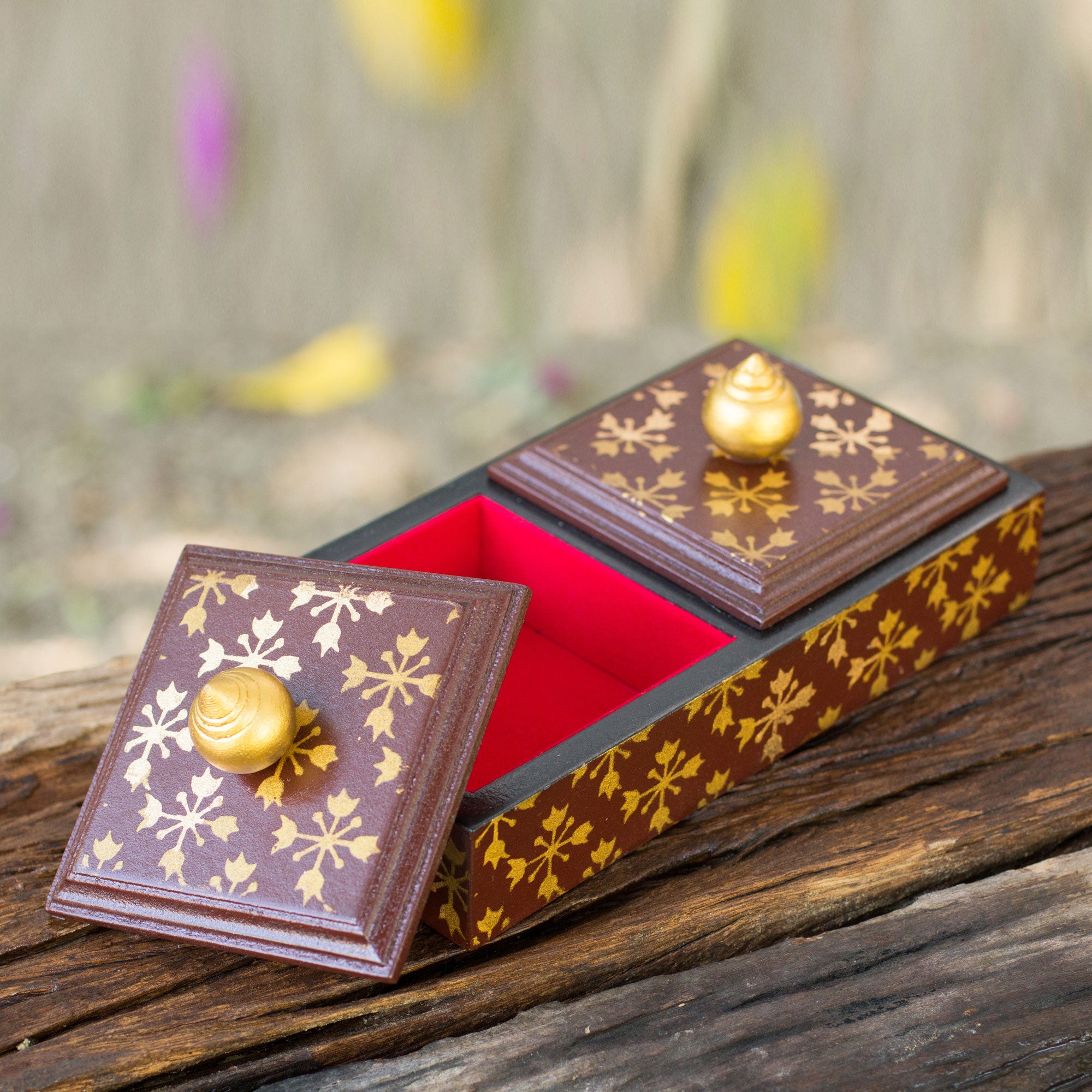 Premium Stupa Treasures Jewelry Box - Handcrafted Thai Artisan Design with Velvet Lining