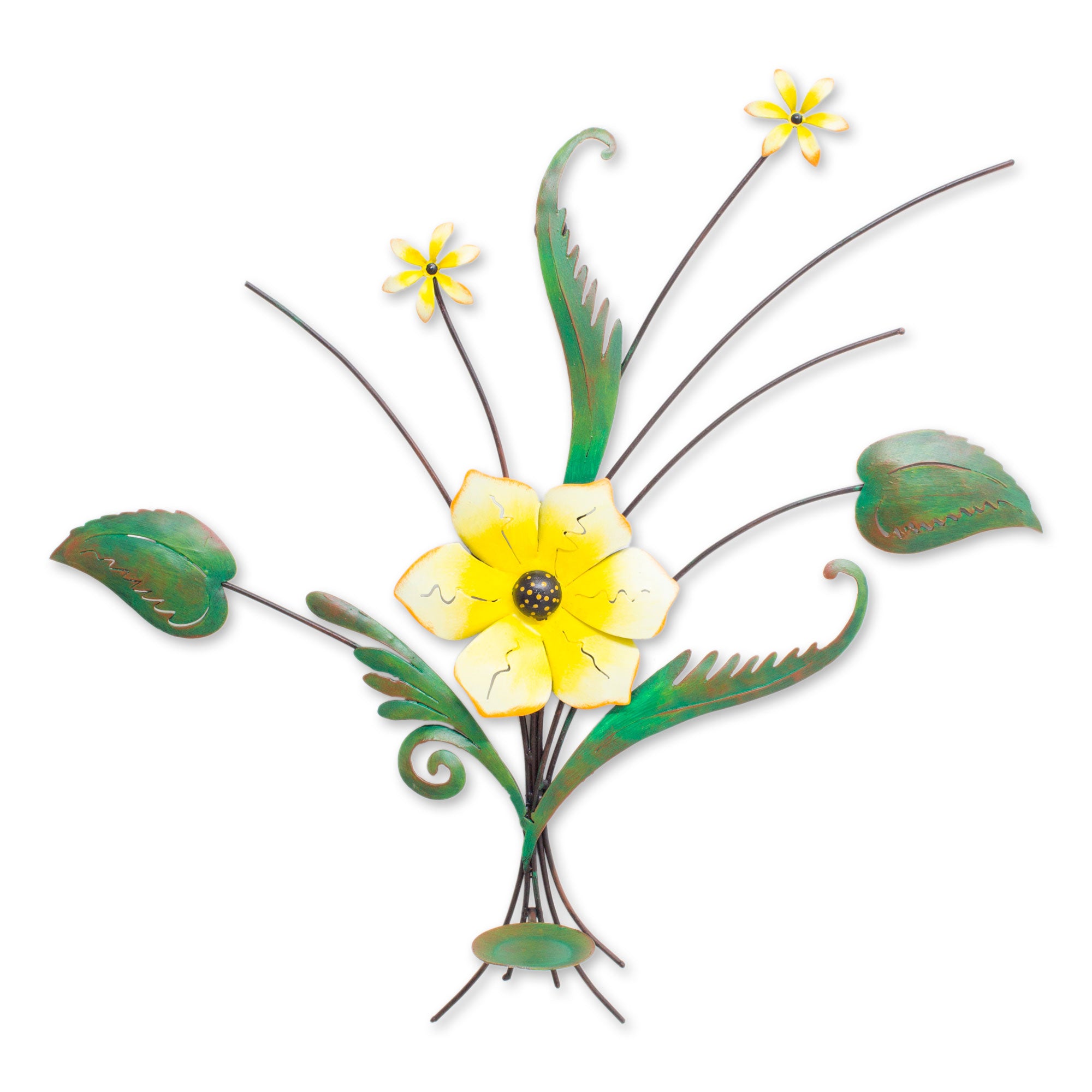 Premium Handcrafted Yellow Lily Iron Wall Sculpture – Artisan Elegance
