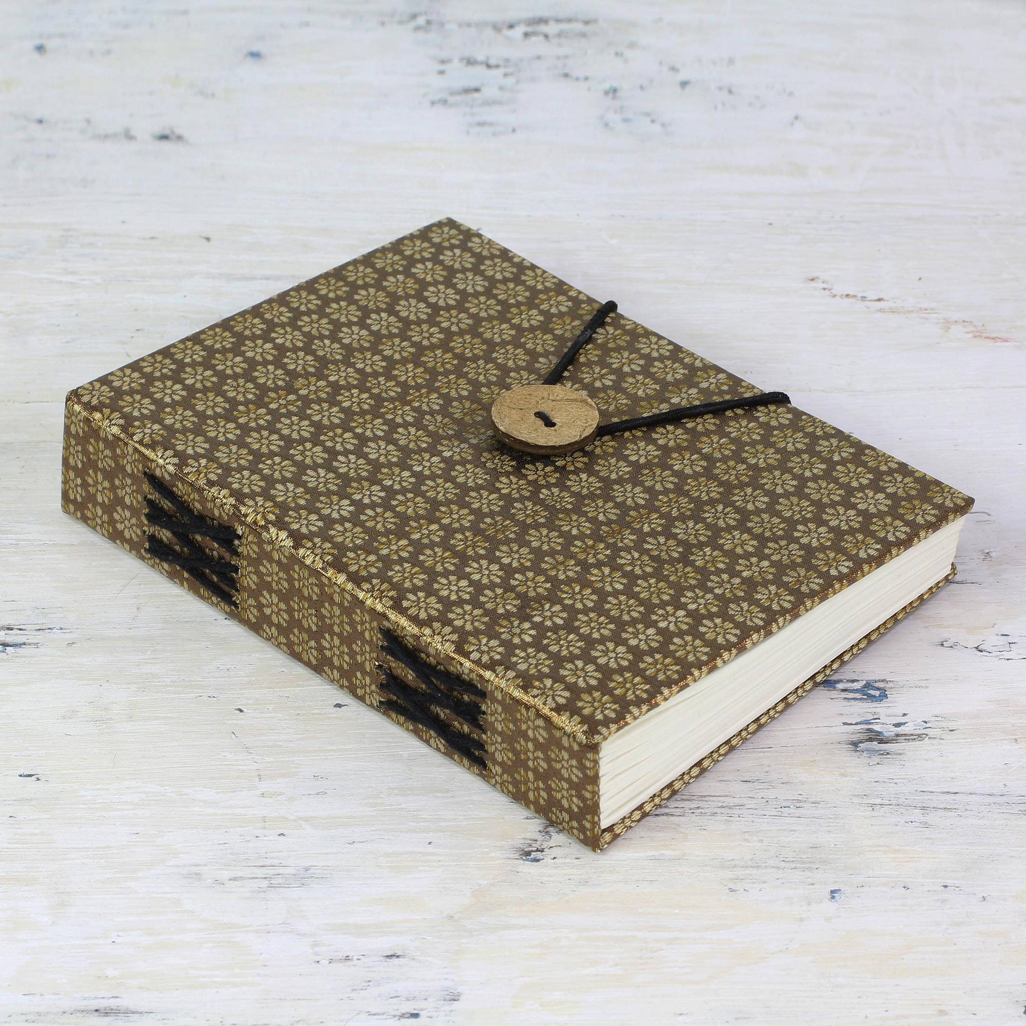 Premium Sepia Royal Elegance Indian Brown Brocade Journal - Handcrafted 100-Page Notebook
