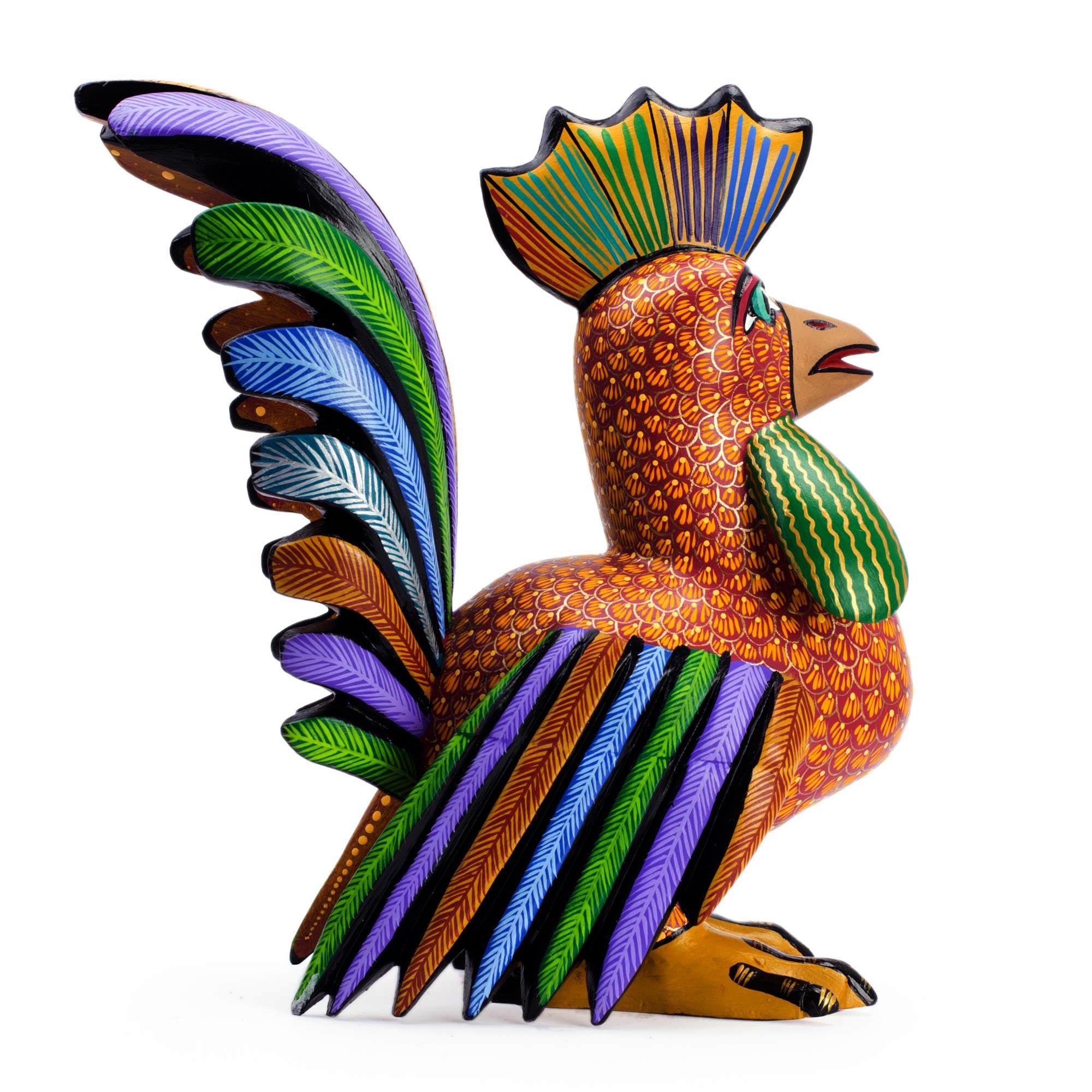 Premium Proud Rooster Alebrije Sculpture - Handcrafted Mexican Folk Art
