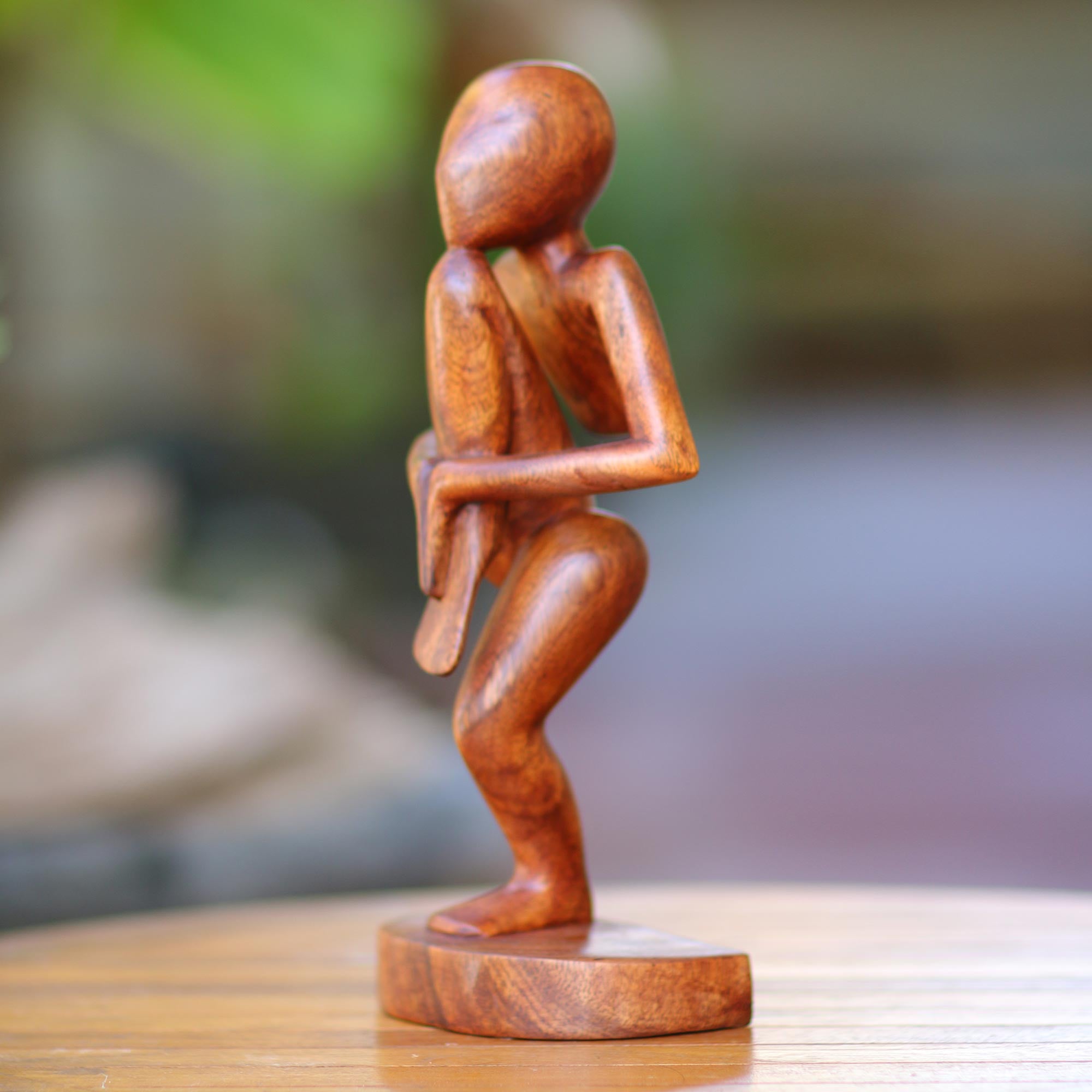 Premium Single Prop Yoga Meditation Sculpture - Handcrafted Suar Wood Art