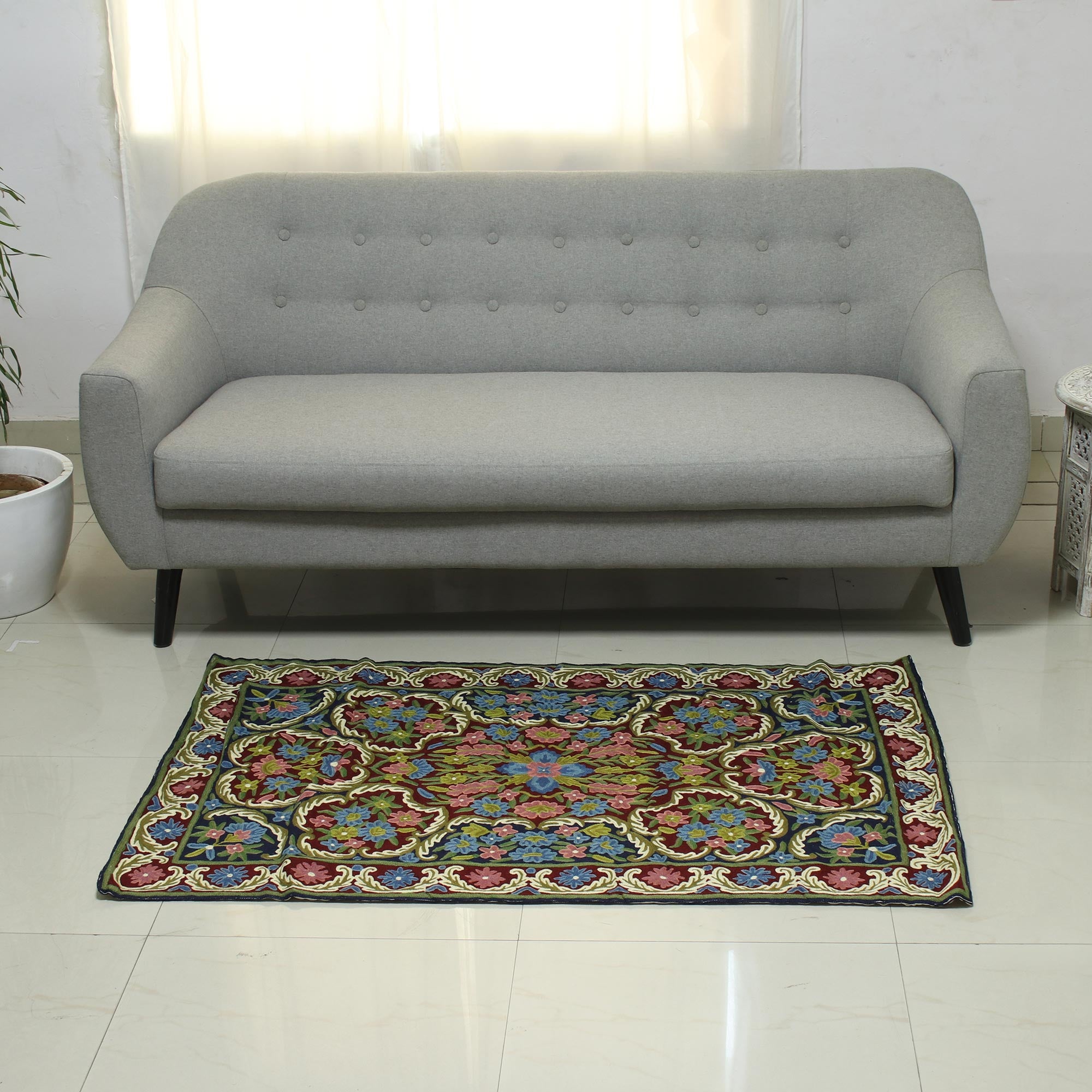 Premium Handmade Floral Wool Rug - Kashmir Festival II (3x5)
