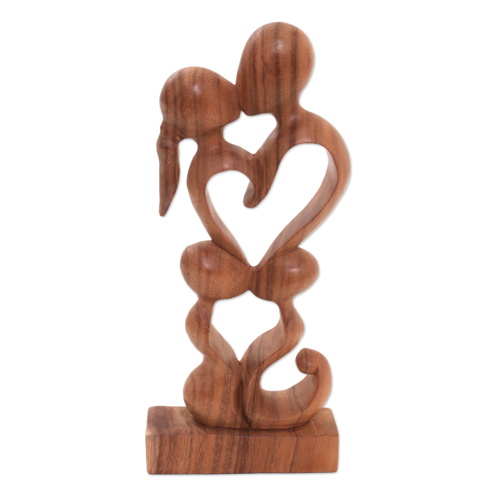 Premium Harmony Romantic Suar Wood Sculpture - Family Love Tribute