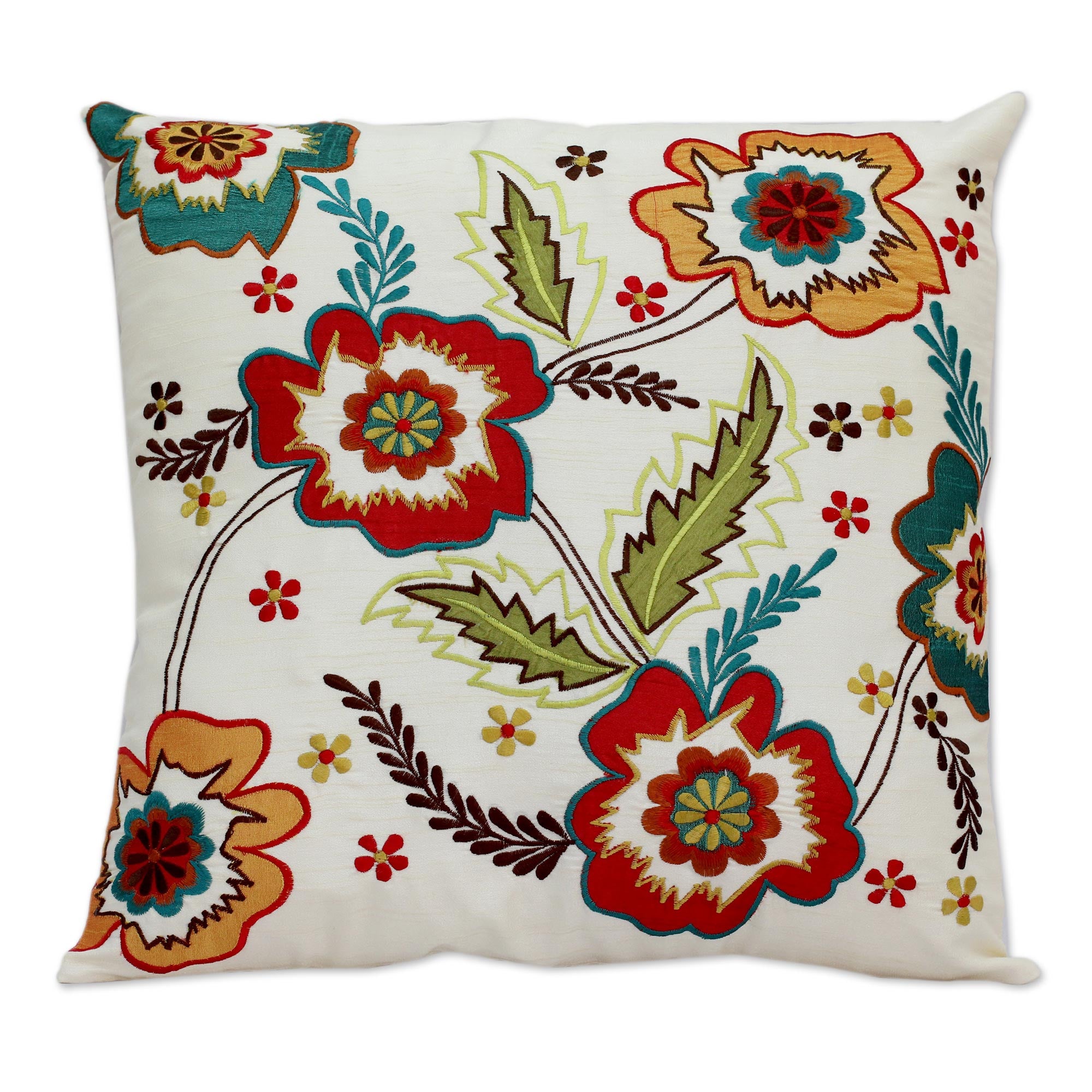 Premium Floral Applique Cushion Cover - Handmade Modern Decor