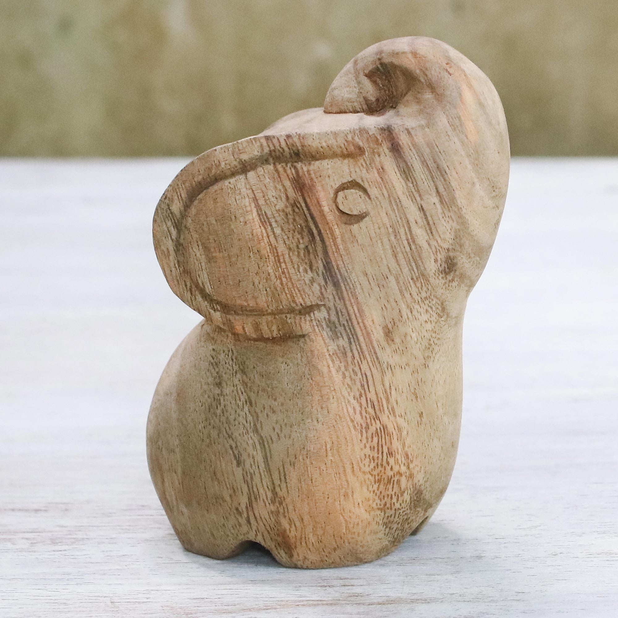 Premium Handcrafted Khan Kluay Wood Elephant Statue