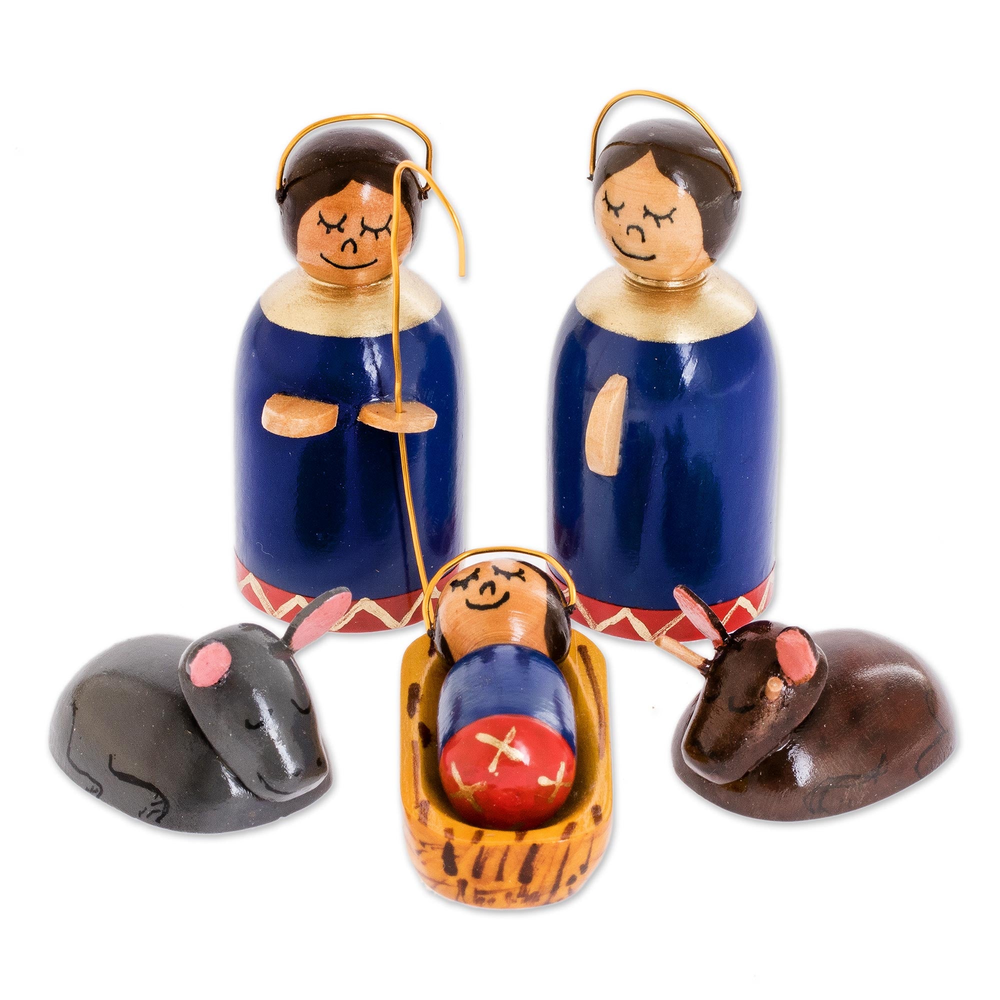 Premium Royal Blue Nativity Scene - Handcrafted Holy Family Set with Eco-Friendly Design