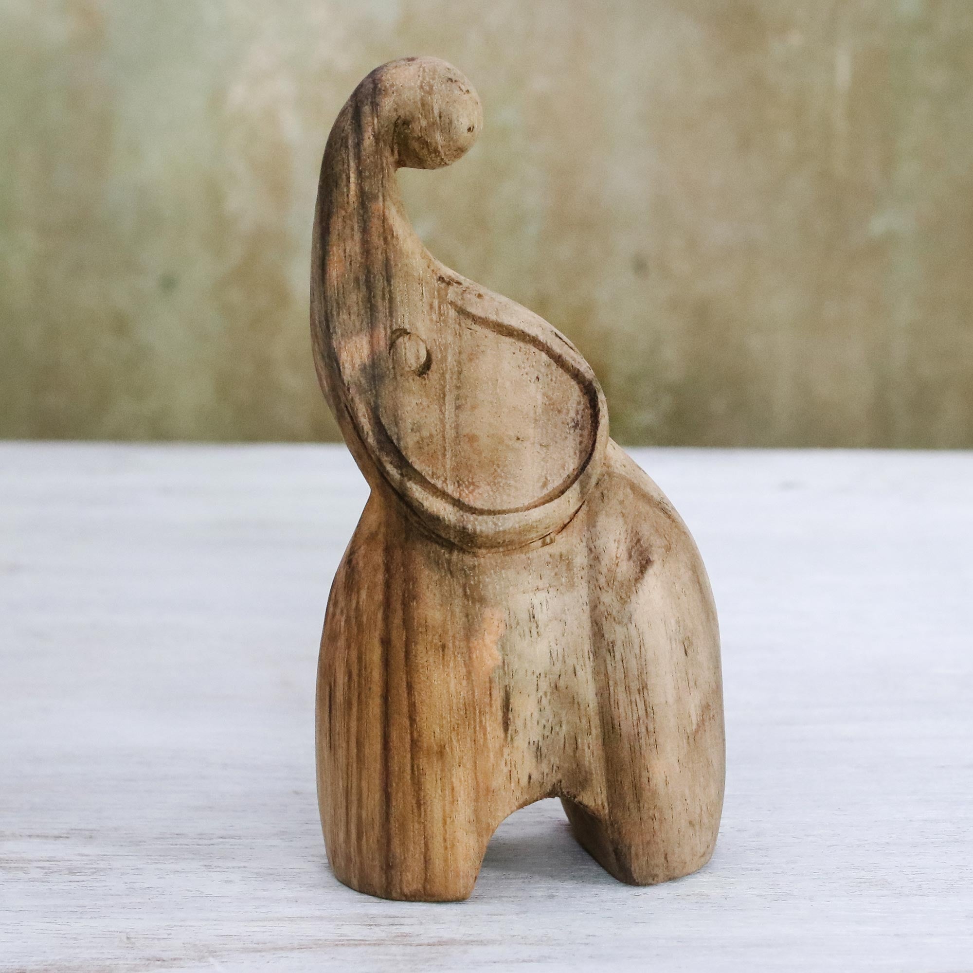Premium Handcrafted Elephant Statuette - Raintree Wood Art from Thailand