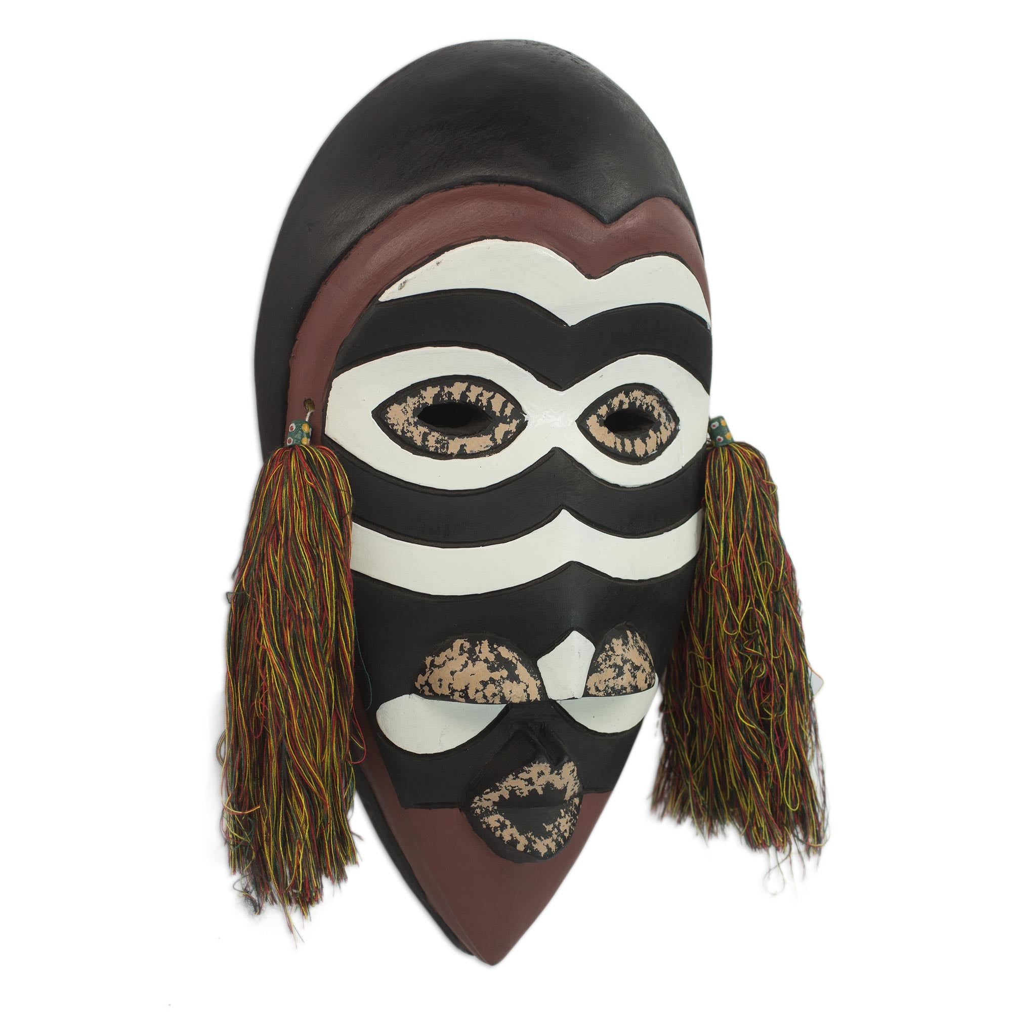 Premium African Zebra Monkey Wood Mask - Handcrafted Art Piece