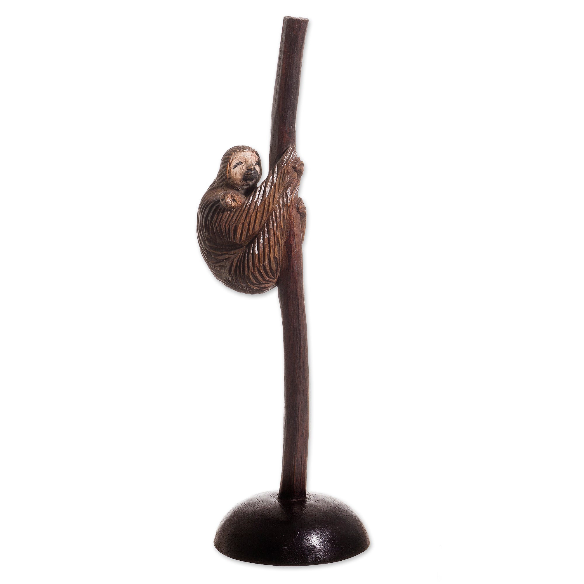 Premium Hand-Carved Mother Sloth Cedar Wood Sculpture from Peru