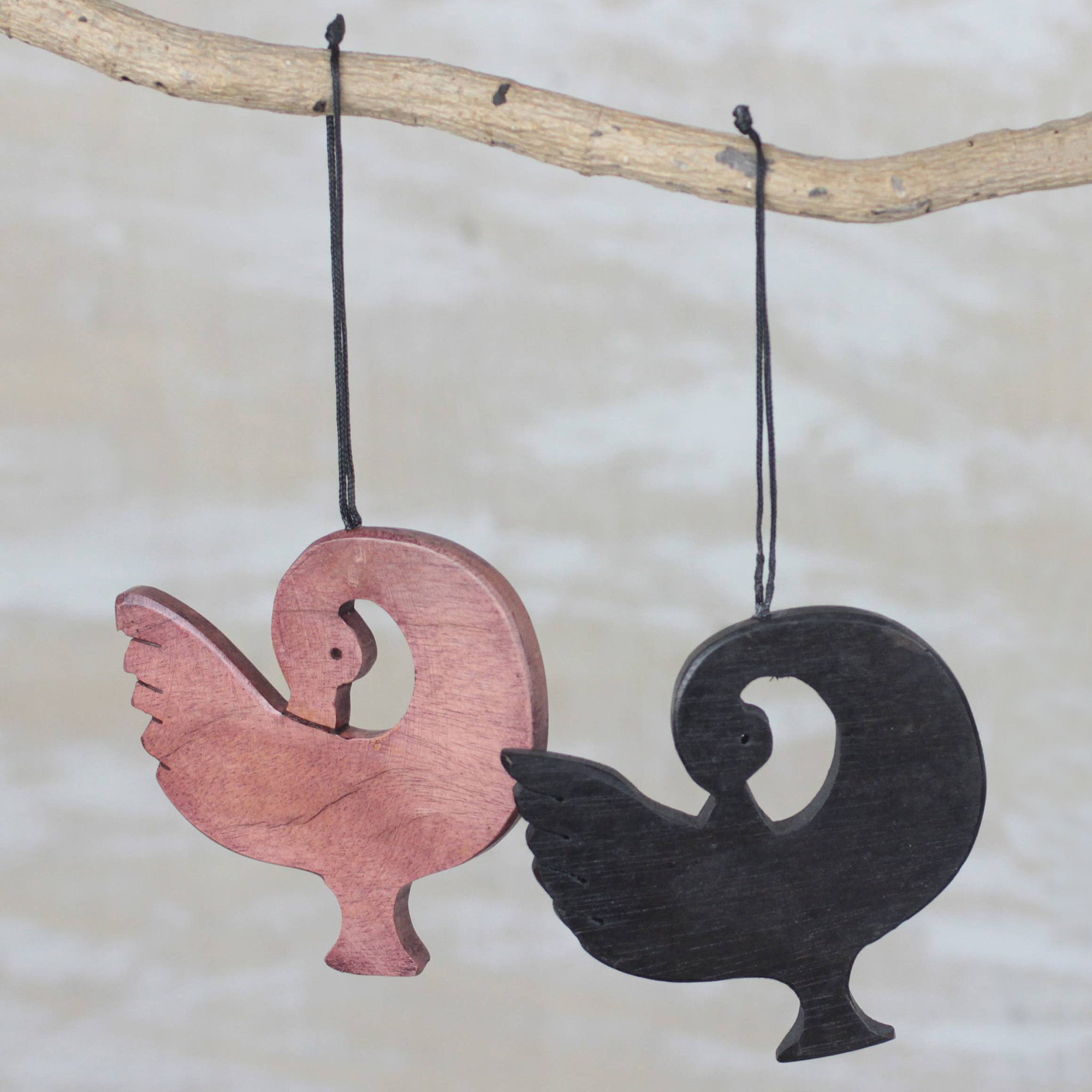 Premium Handcrafted Ebony Wood Sankofa Ornaments Set - Learn from History (Set of 4)