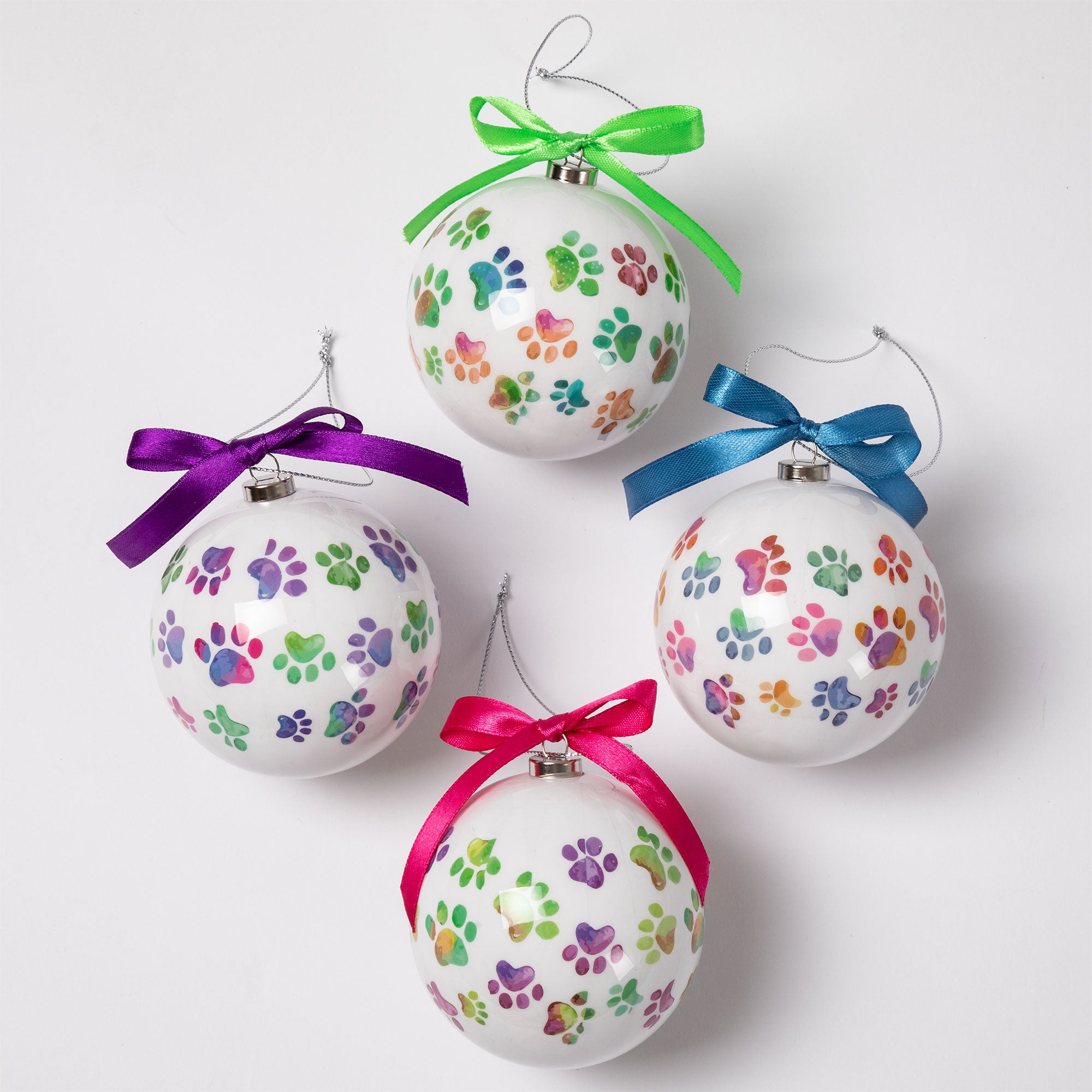 Premium Painted Paws Ornaments - Set of 4 for Animal Lovers