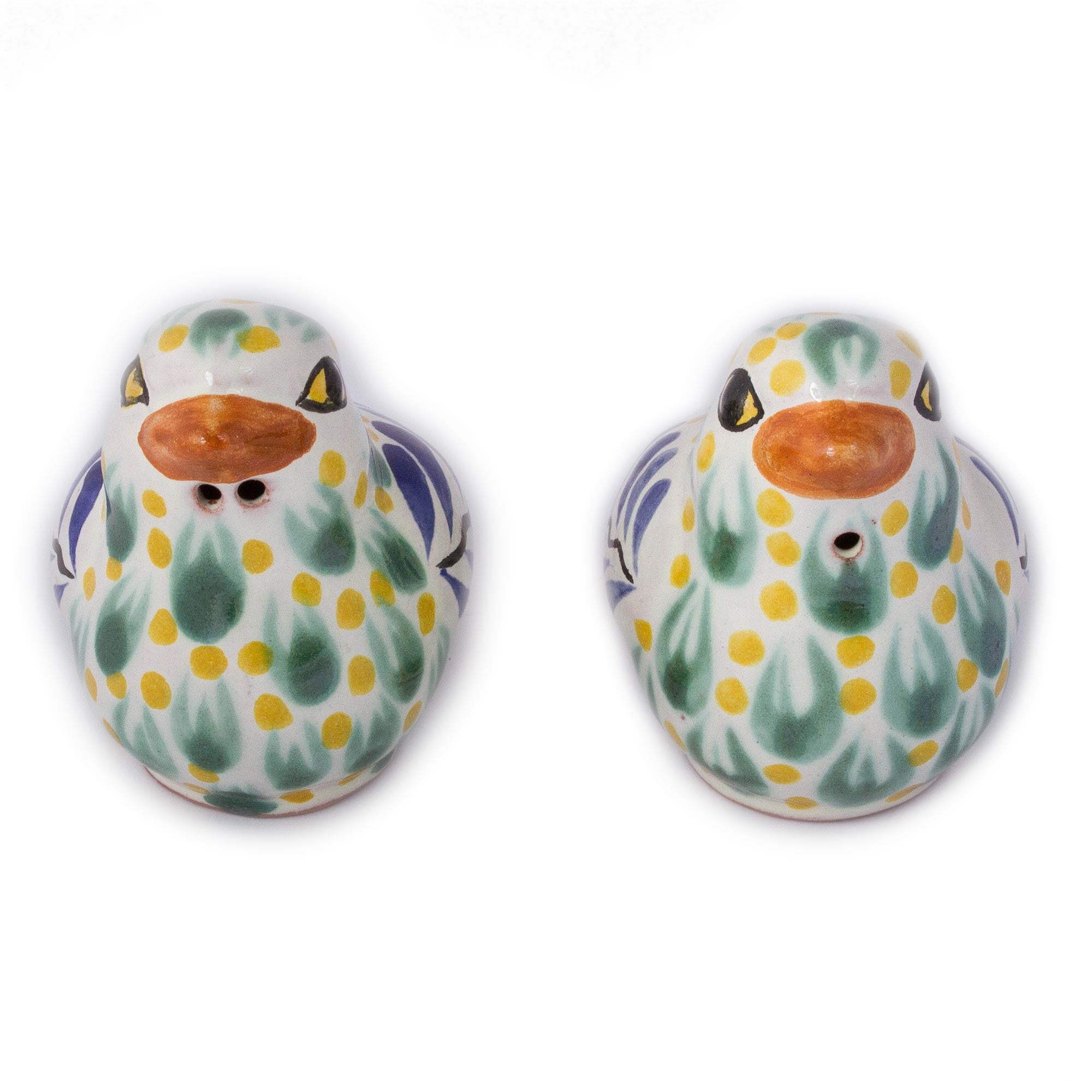 Premium Majolica Ceramic Dove Salt & Pepper Shakers - Handcrafted Pair by Gorky Gonzalez