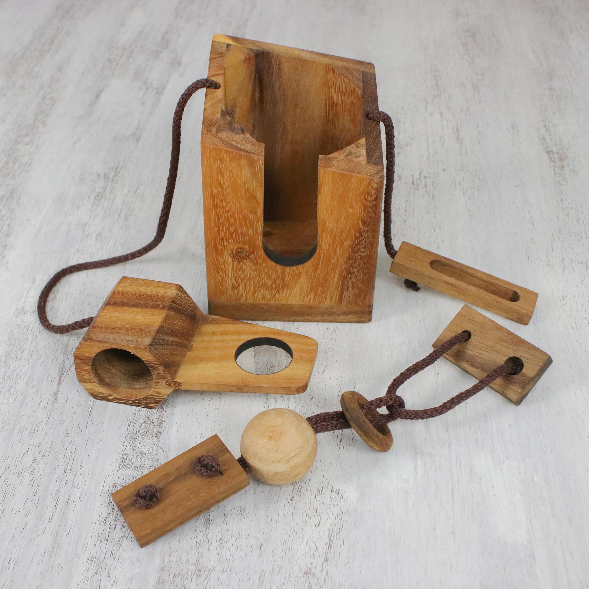 Premium Thai Wooden Puzzle Wine Bottle Holder - Ultimate Dinner Party Challenge