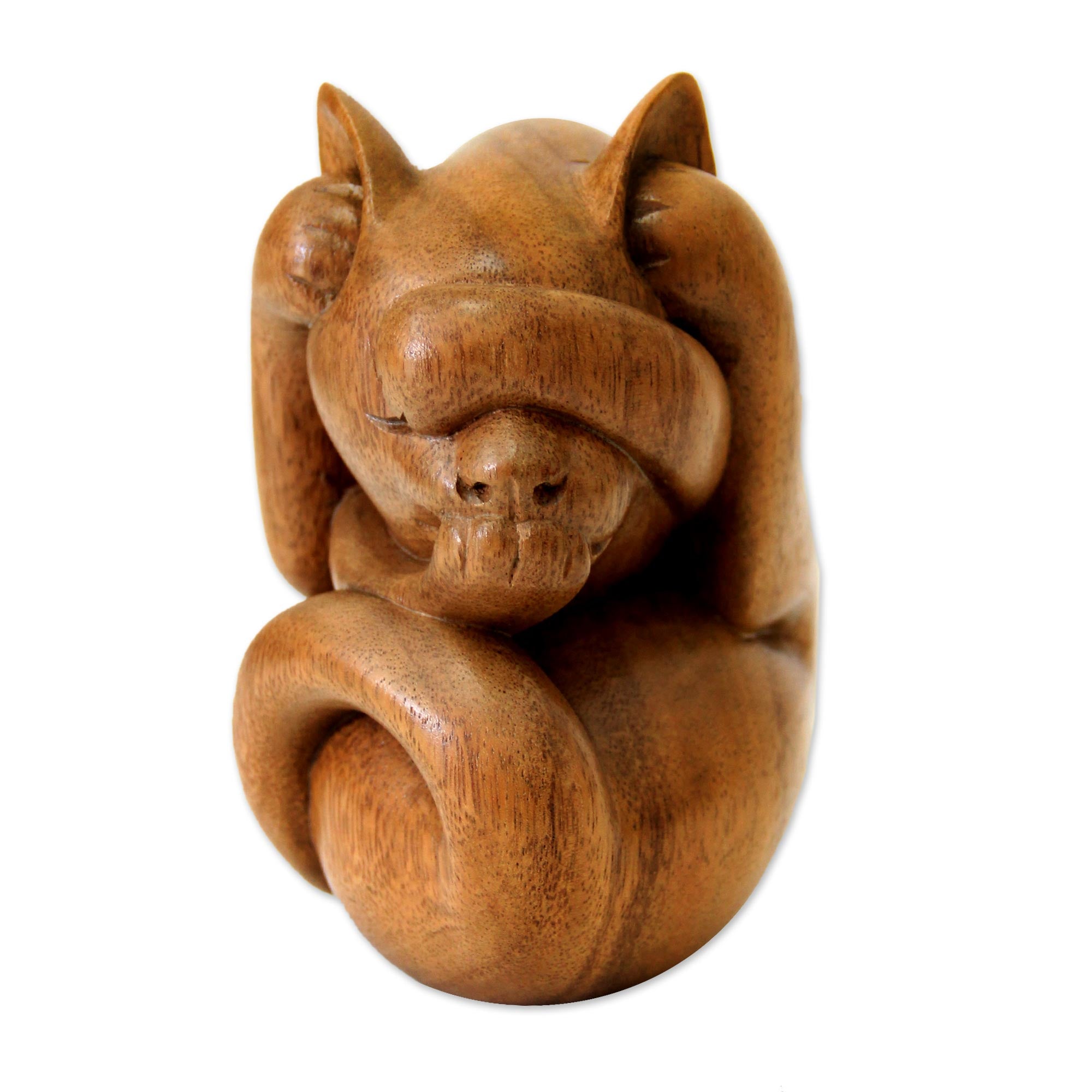 Premium Yogi Cat Wood Sculpture - Handcrafted Art Piece