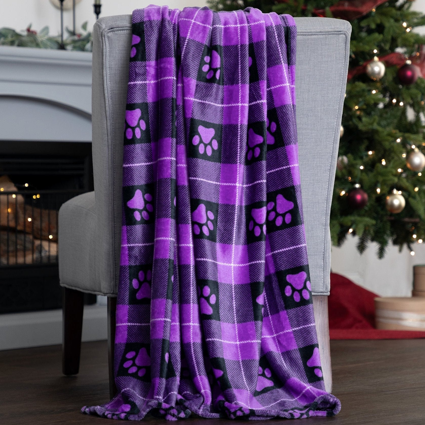 Premium Paw Print Fleece Blanket - Ultimate Cozy Comfort