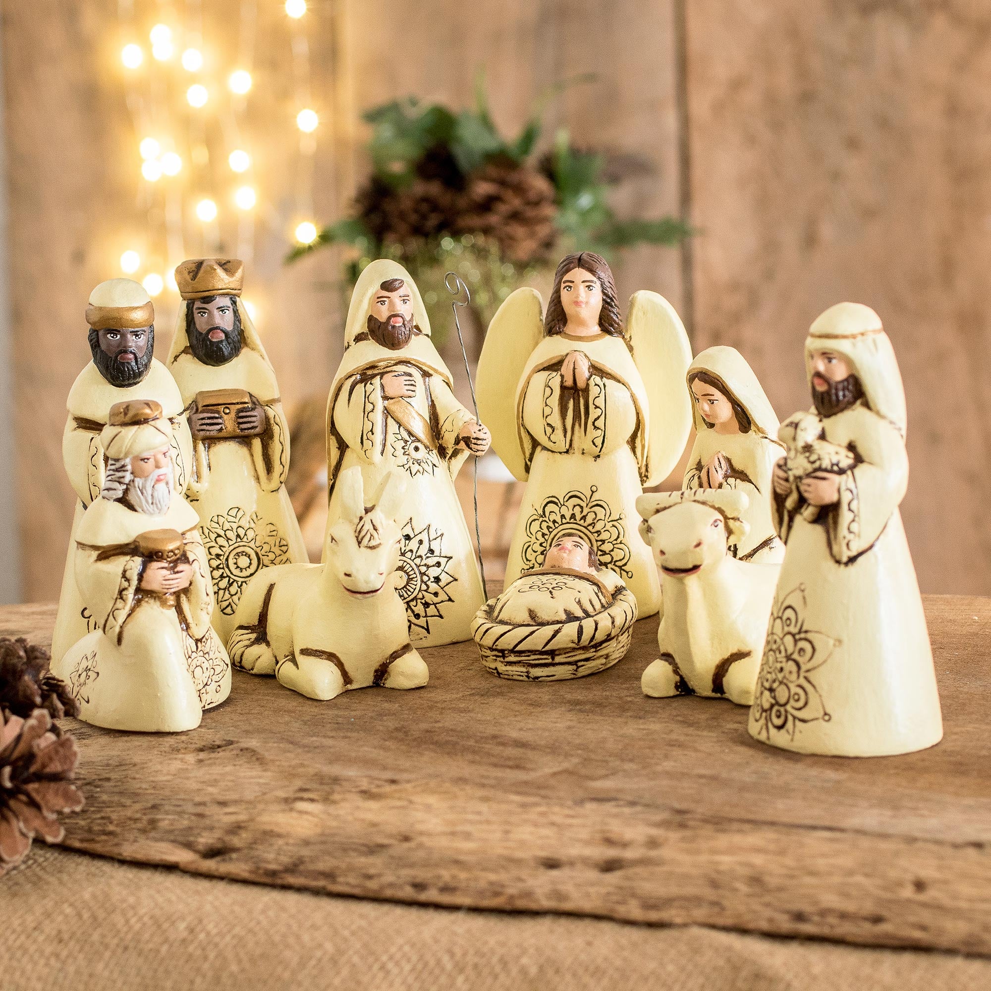 Premium Handmade Ceramic Nativity Set - 10-Piece Holy Family Scene from El Salvador