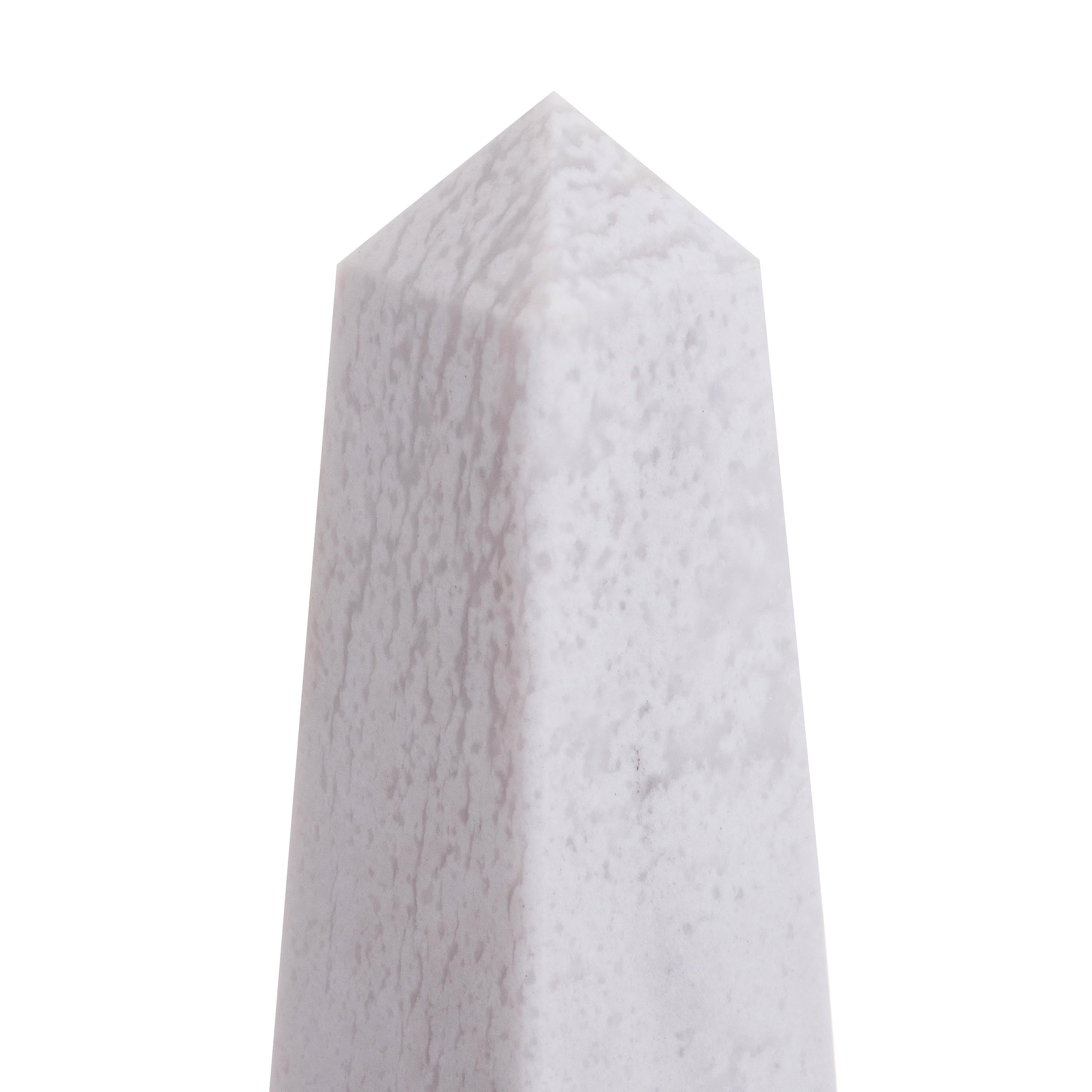 Premium White Onyx Obelisk Sculpture - Mystical Lighthouse Design