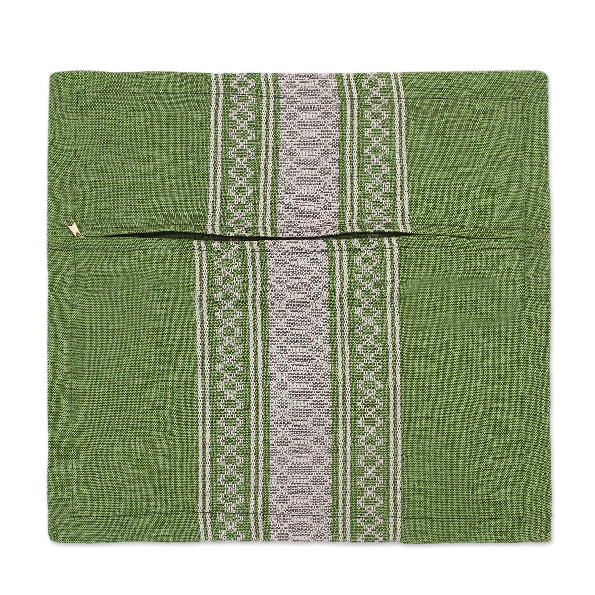 Premium Handwoven Lime Cotton Cushion Cover - Mexican Artisan Craft