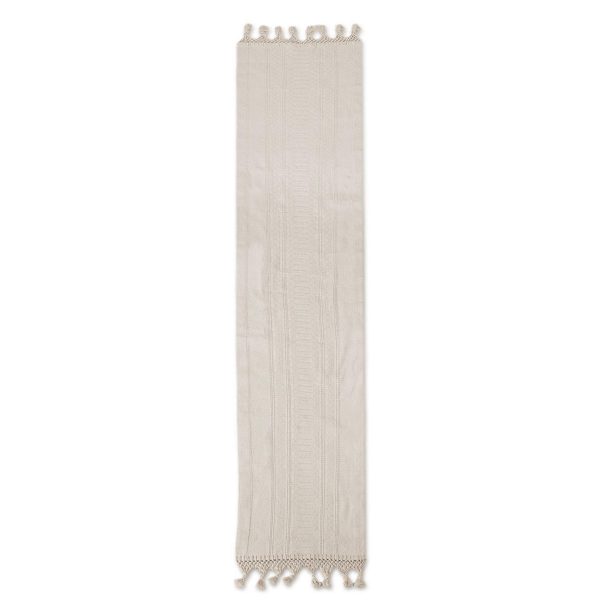 Premium Handwoven Zapotec Cotton Table Runner with Macramé Fringe