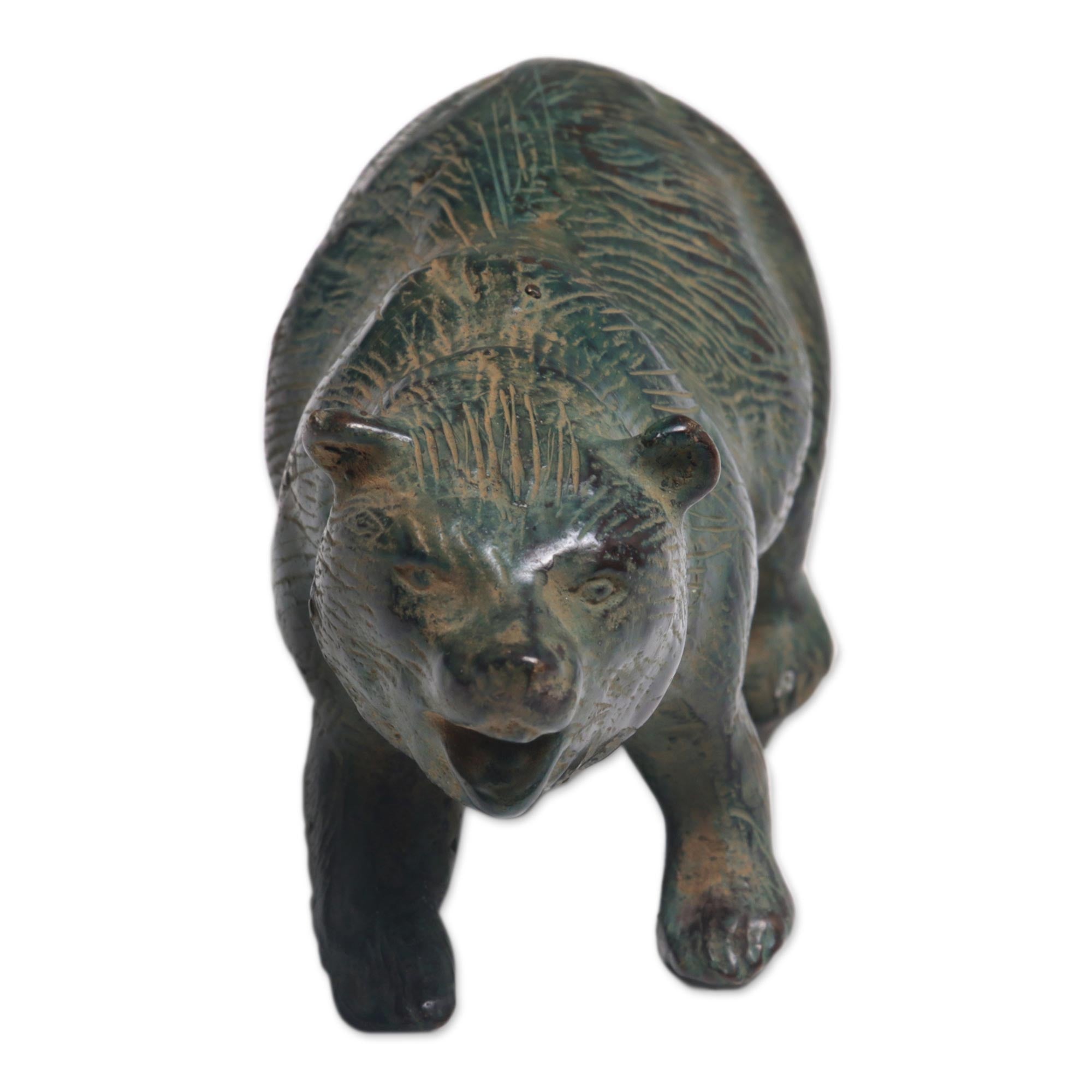 Premium Brave Bear Bronze Statue - Handcrafted Artisan Masterpiece