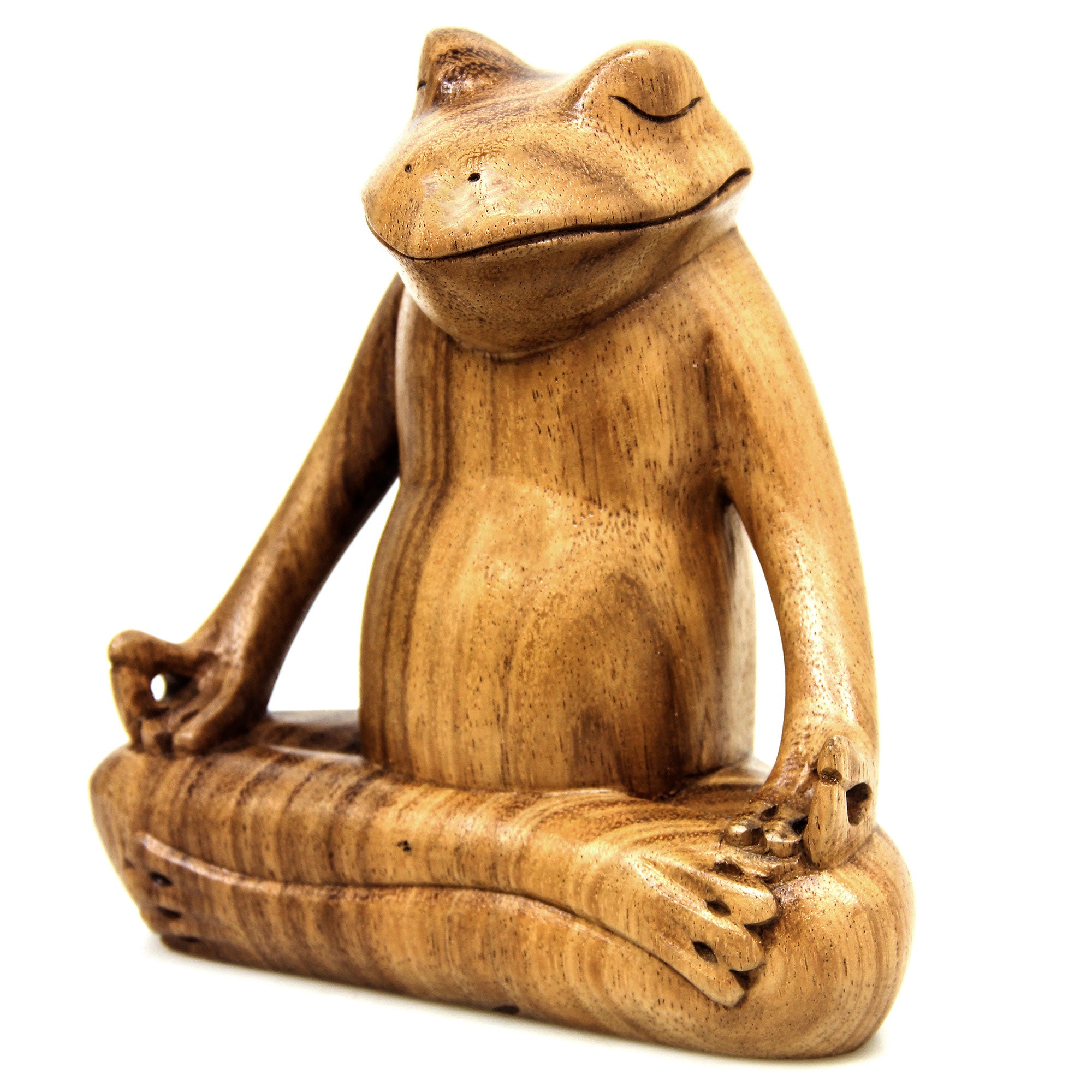 Premium Handcrafted Suar Wood Meditation Frog Sculpture