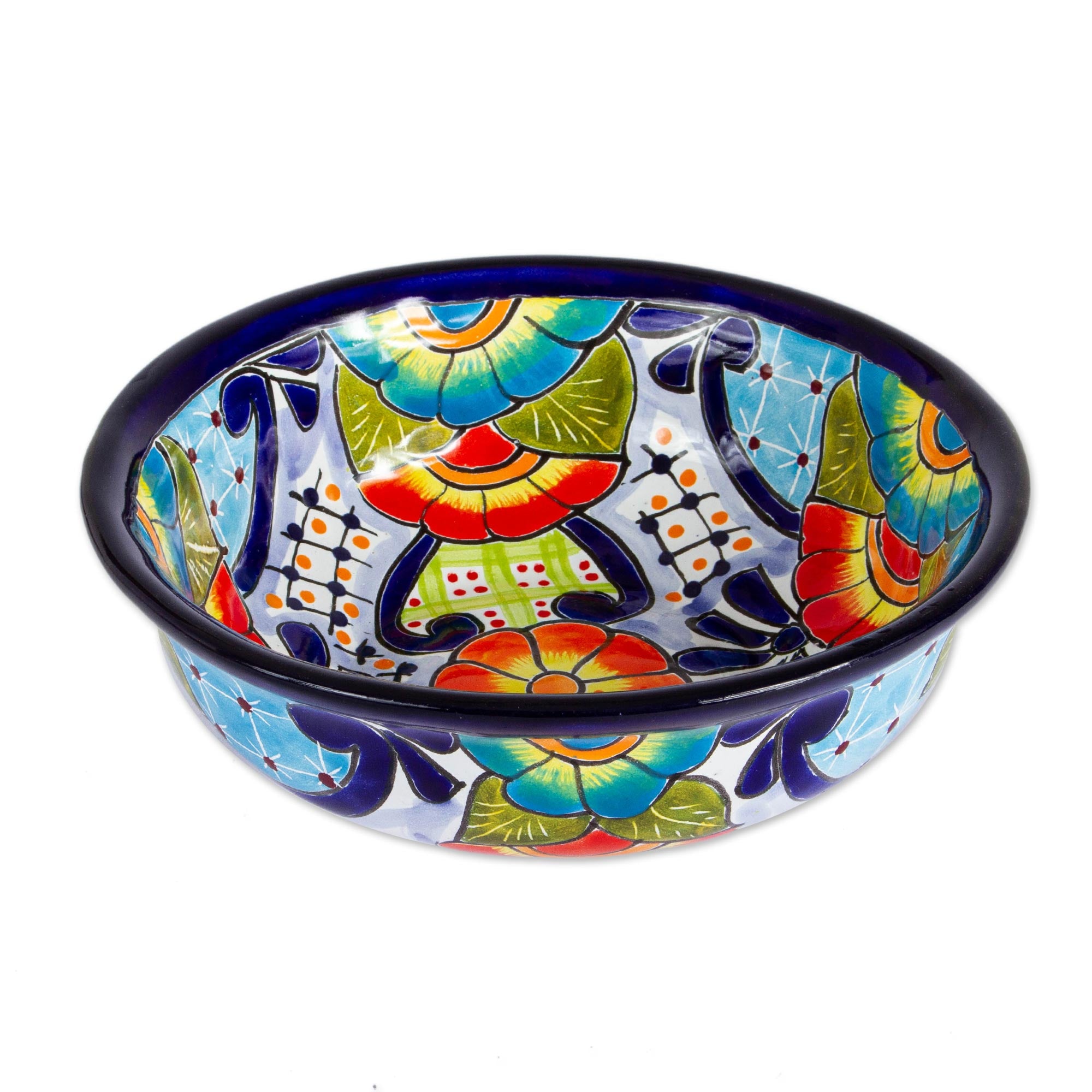 Premium Mexican Talavera Style Ceramic Snack & Serving Bowls - Handcrafted Pair