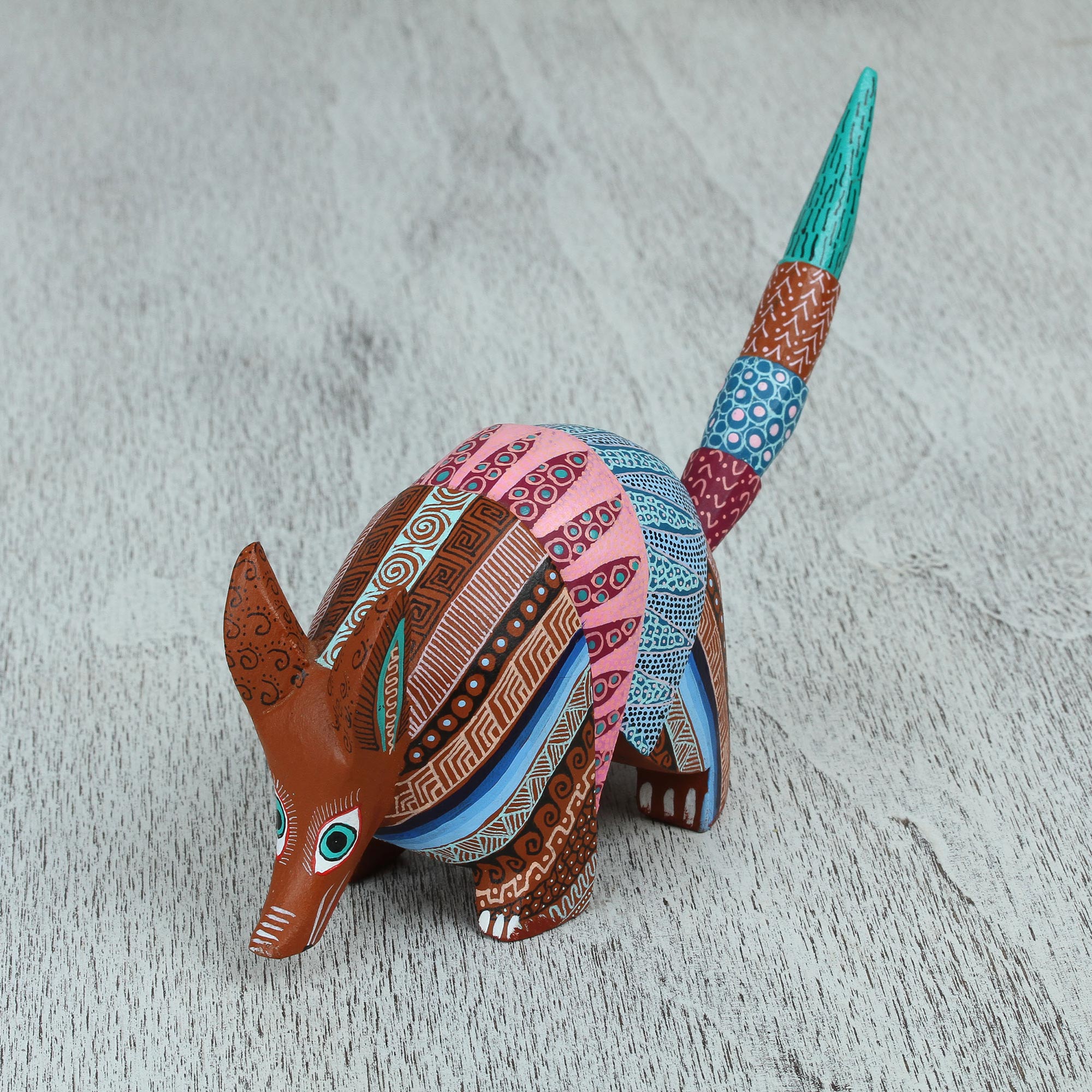 Premium Handcrafted Copal Wood Alebrije Armadillo Figurine - Authentic Mexican Art