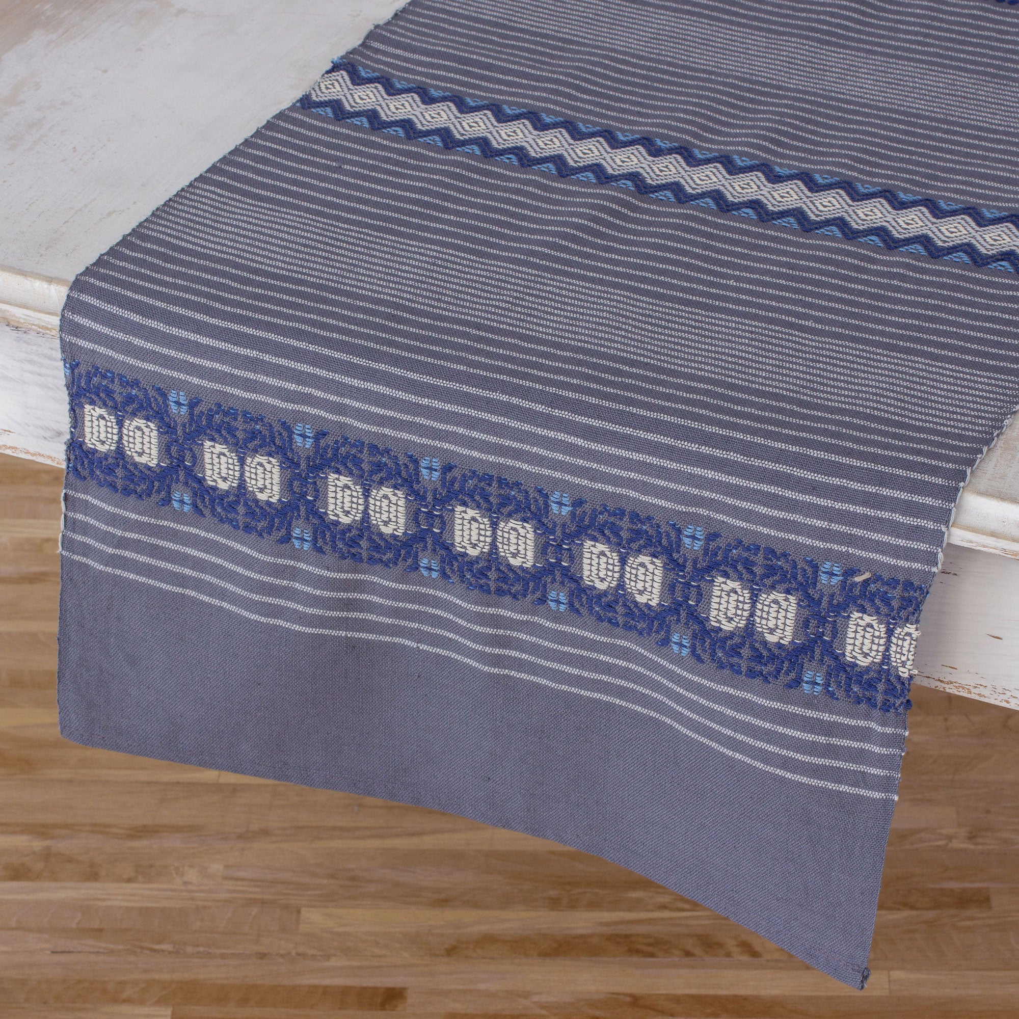 Premium Handwoven Striped Table Runner in Graphite - Artisan Crafted from Guatemala