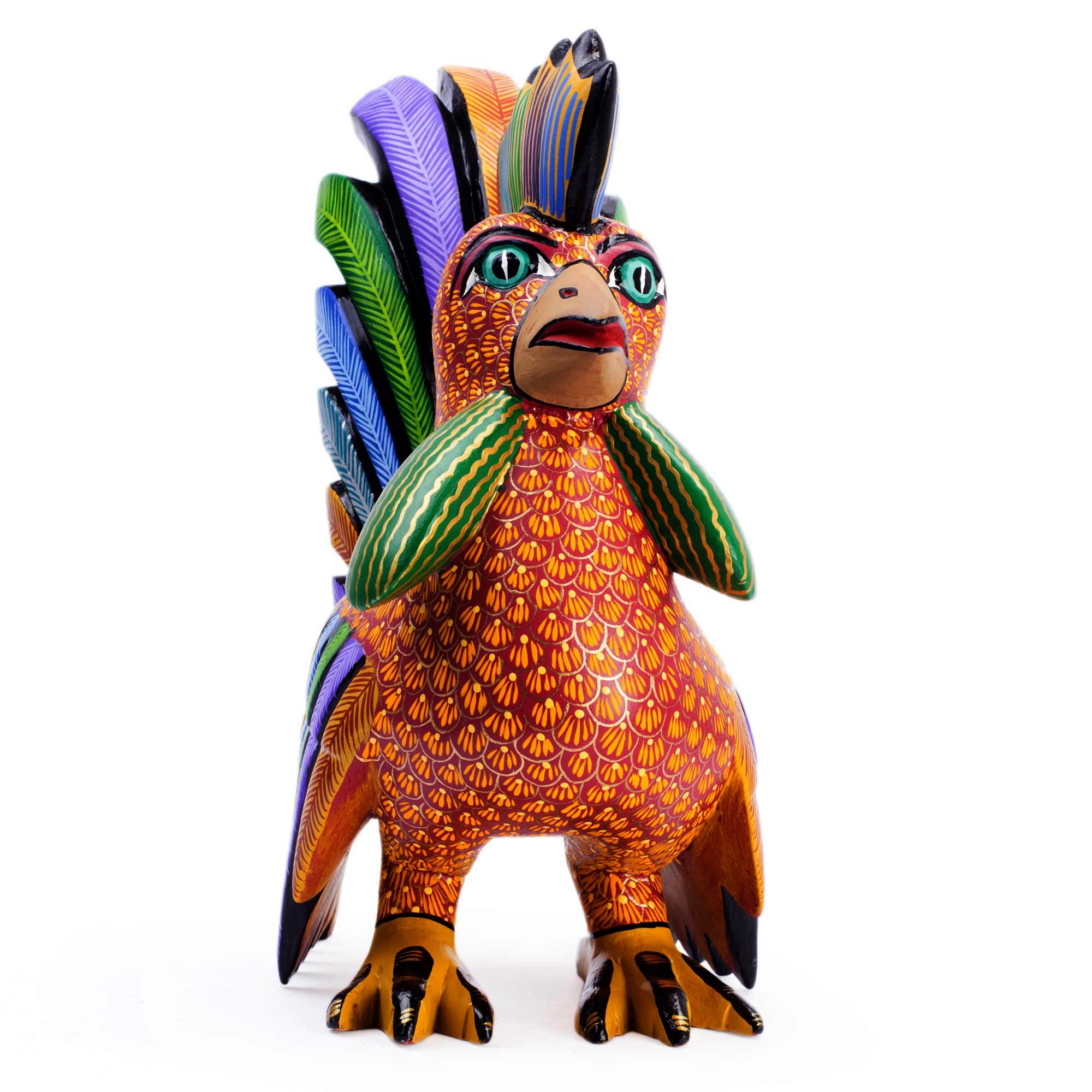 Premium Proud Rooster Alebrije Sculpture - Handcrafted Mexican Folk Art