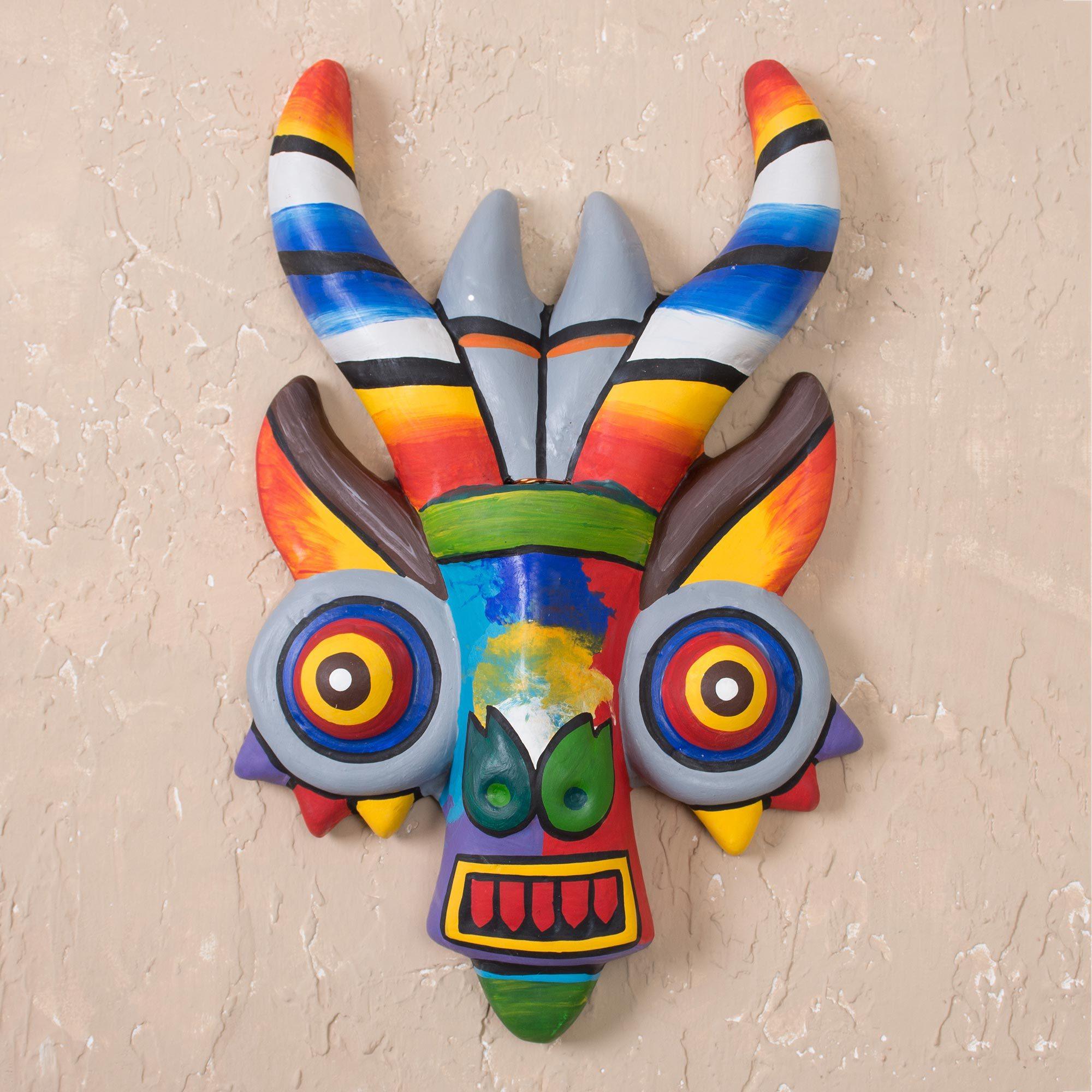 Premium Rainbow Dragon Hand-Painted Ceramic Wall Mask - Ultimate Home Decor