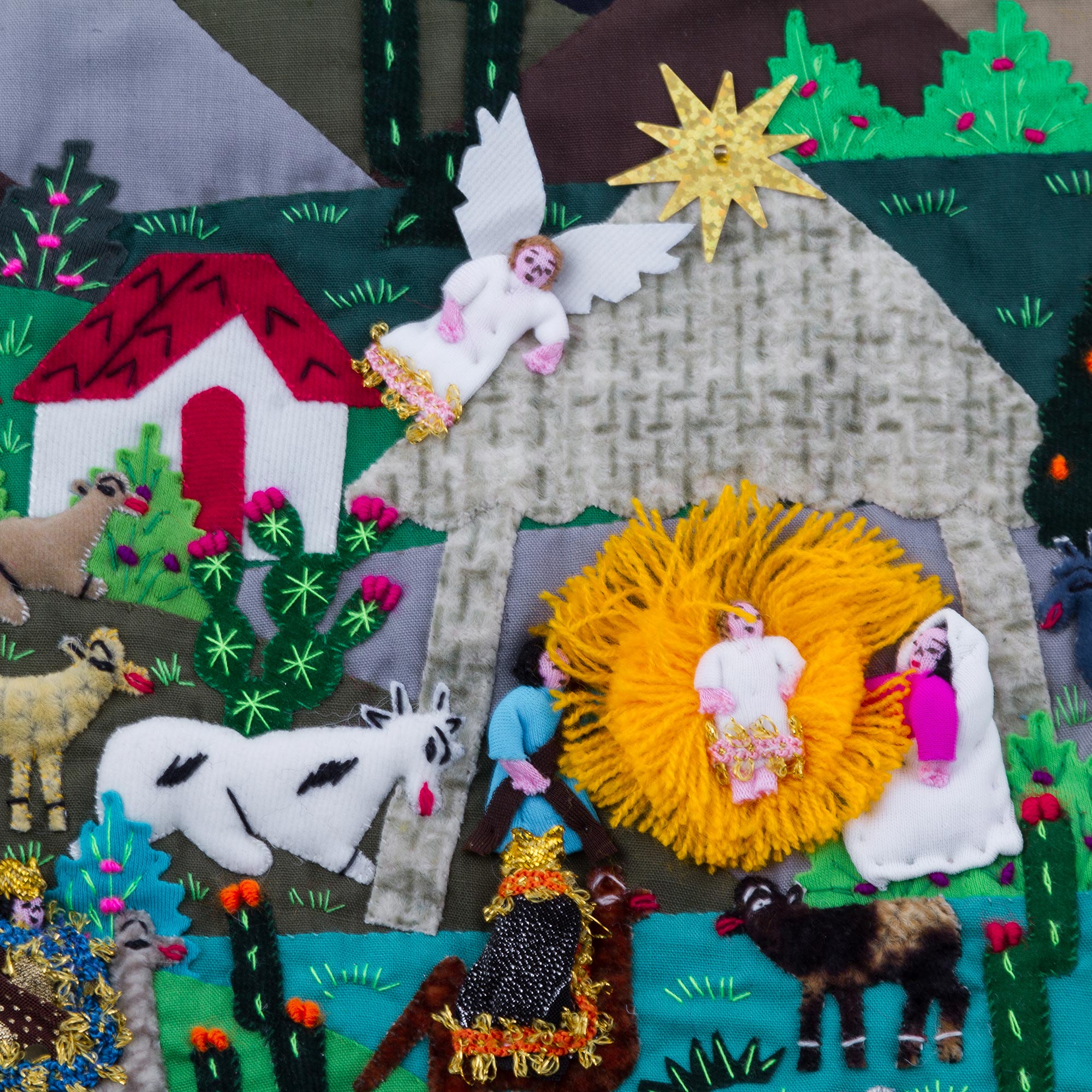 Premium Christmas Star Nativity Wall Art - Handcrafted Patchwork Masterpiece