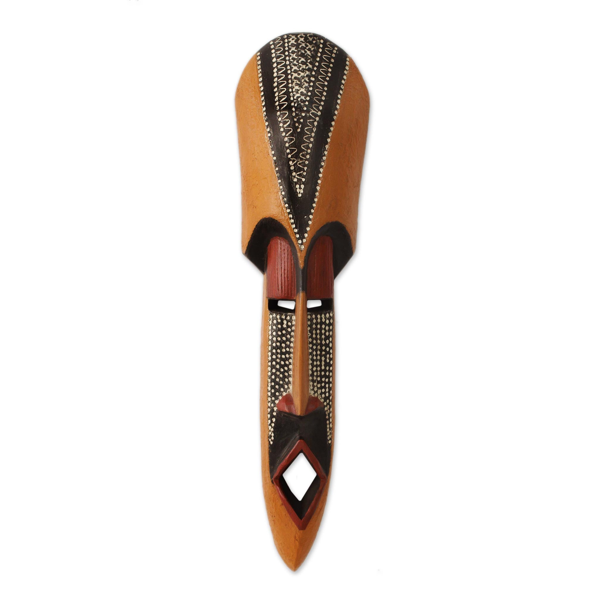 Premium Akan Friend Carved Wood Authentic African Wall Mask