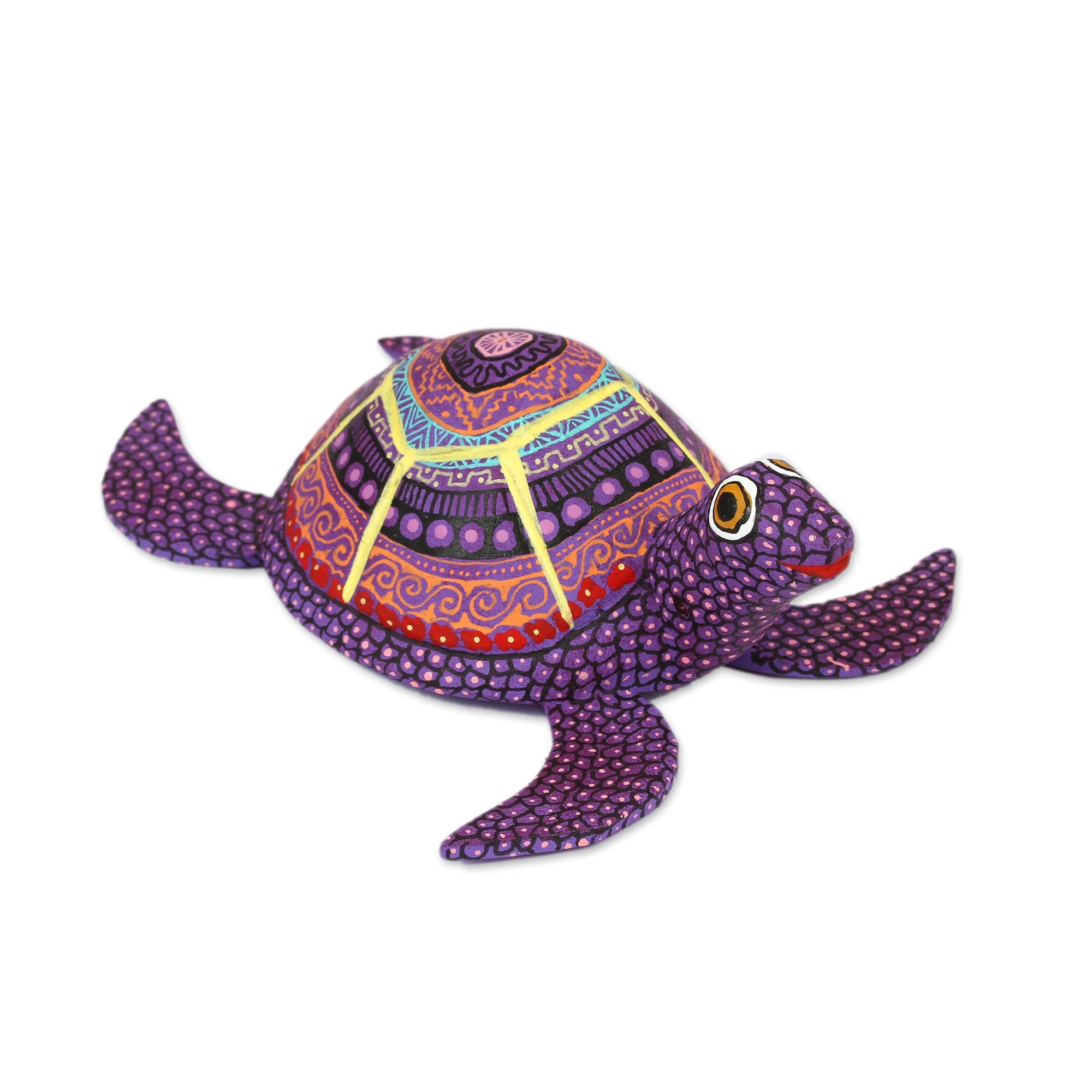 Premium Handcrafted Copal Wood Alebrije Turtle Figurine - Vibrant Artisan Design