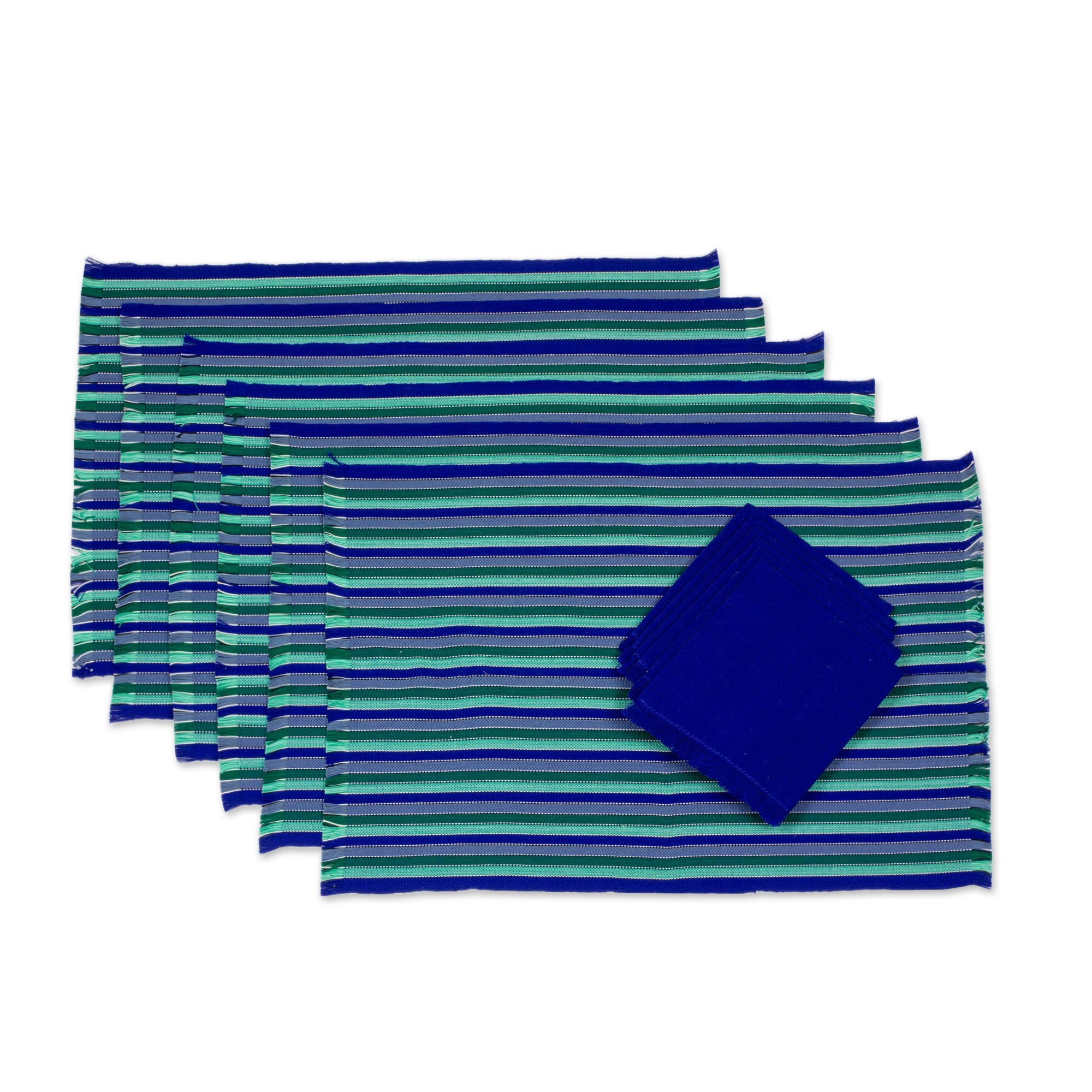 Premium Sea-Inspired Cotton Placemat & Napkin Set – Handwoven in Guatemala