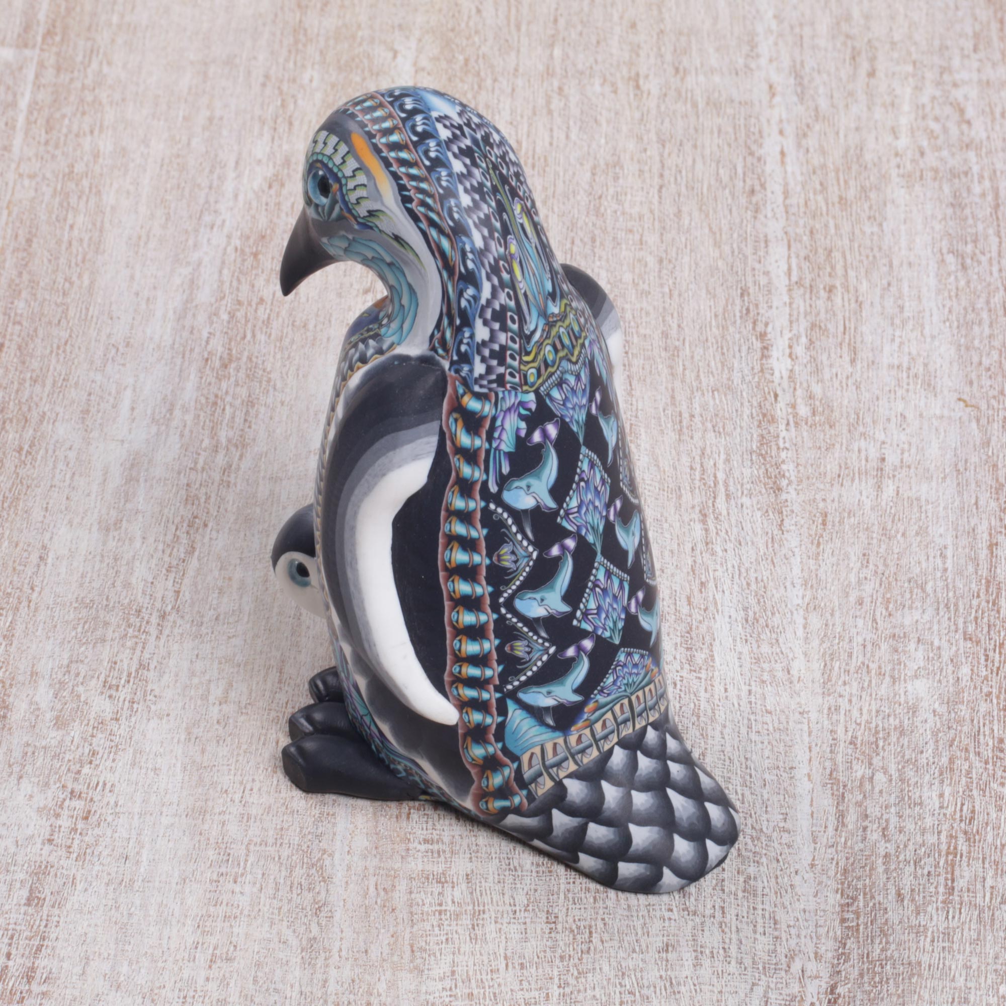 Premium Handcrafted Polymer Clay Mother Penguin Sculpture – 4 Inch Artisan Masterpiece
