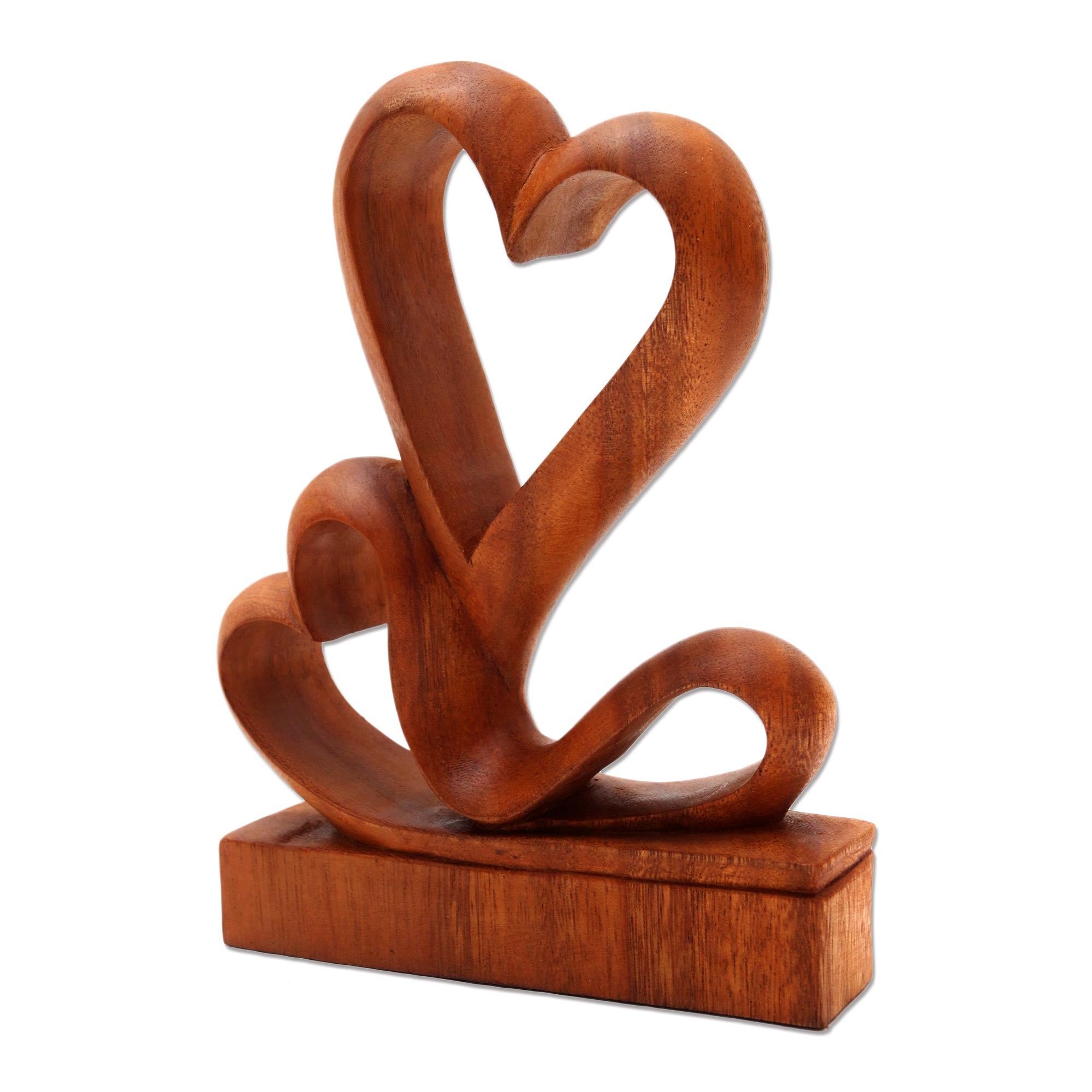 Premium Two Hearts Suar Wood Sculpture – Ultimate Romantic Art Piece