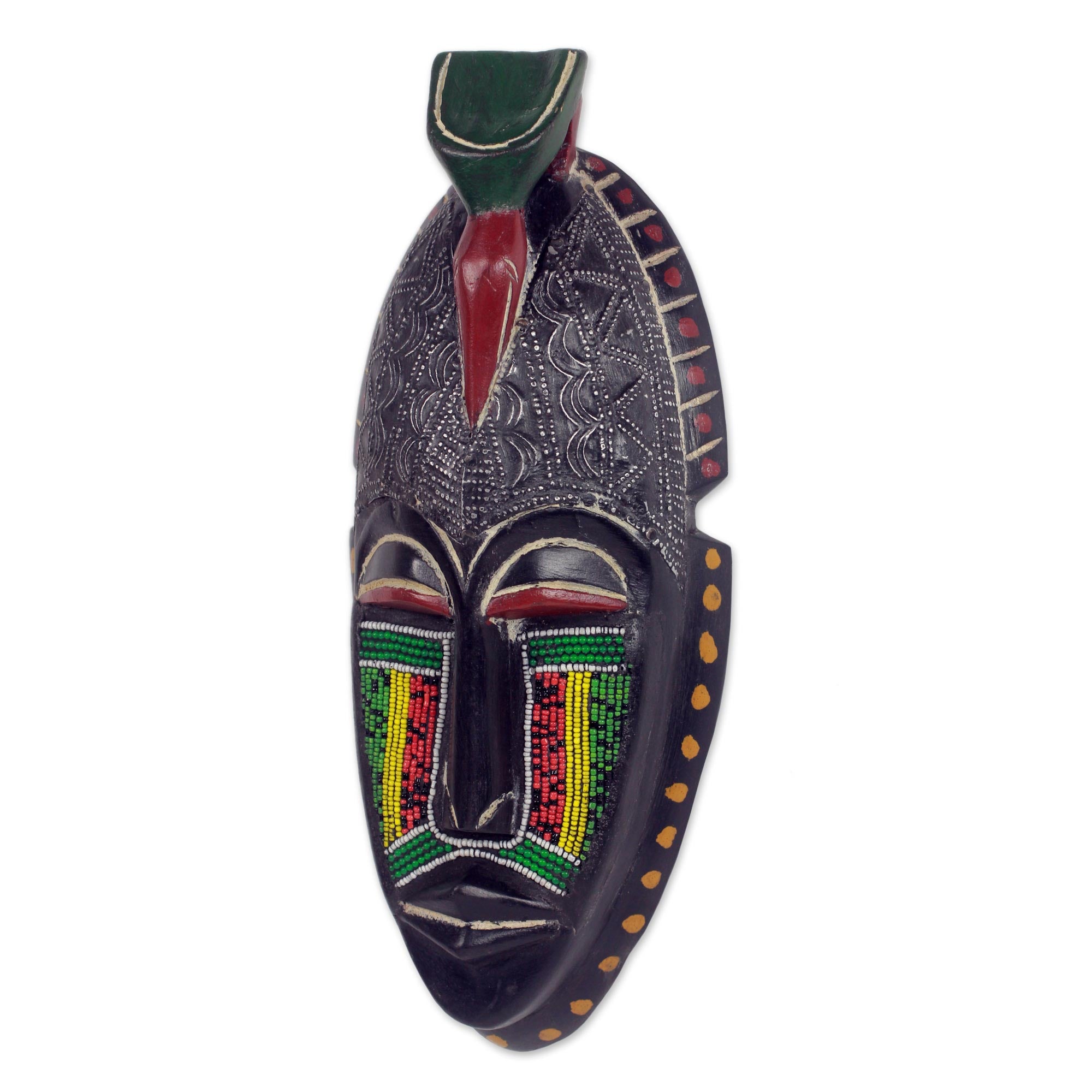 Premium Adom Parrot African Wood Mask - Handcrafted Wall Art from Ghana