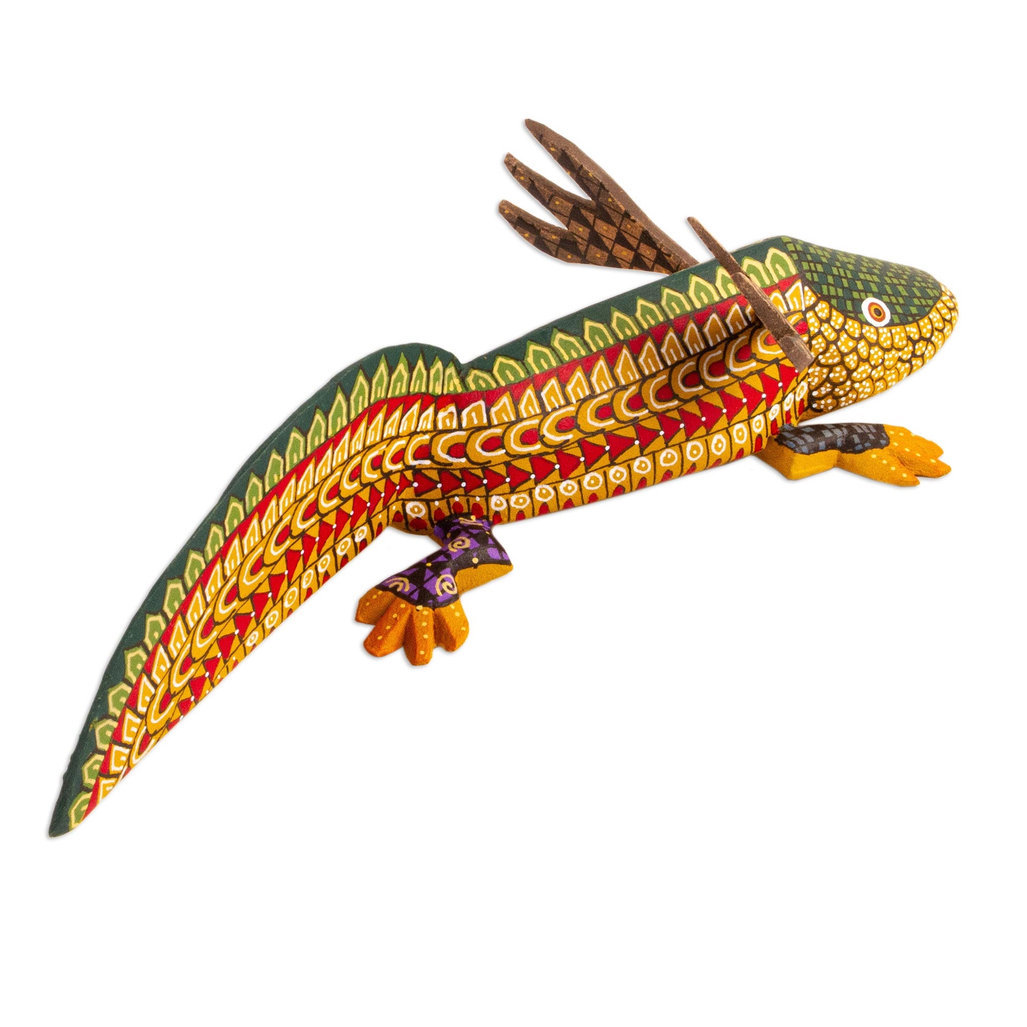 Premium Hand-Carved Axolotl Alebrije Sculpture - Authentic Mexican Art