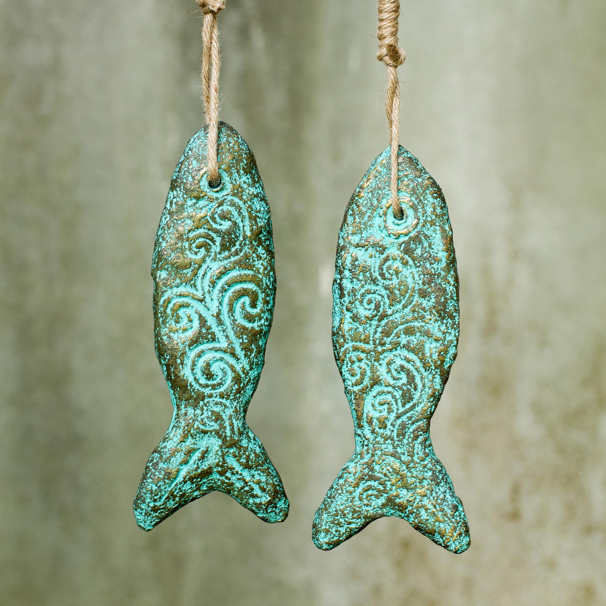 Premium Handmade Recycled Paper Buddhism Fish Ornament Pair