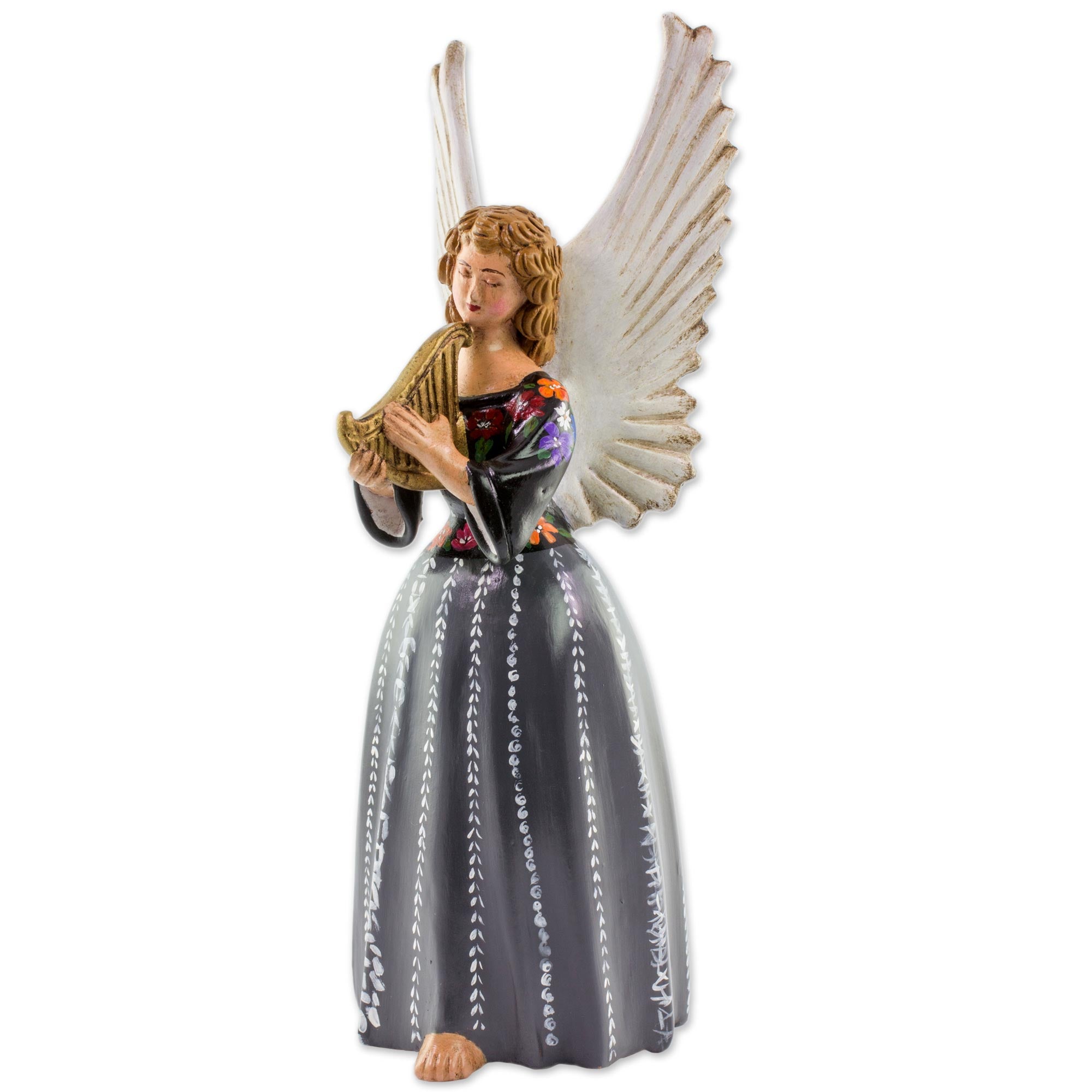 Premium Handcrafted Guatemalan Ceramic Angel Musician Sculpture from San Pedro la Laguna