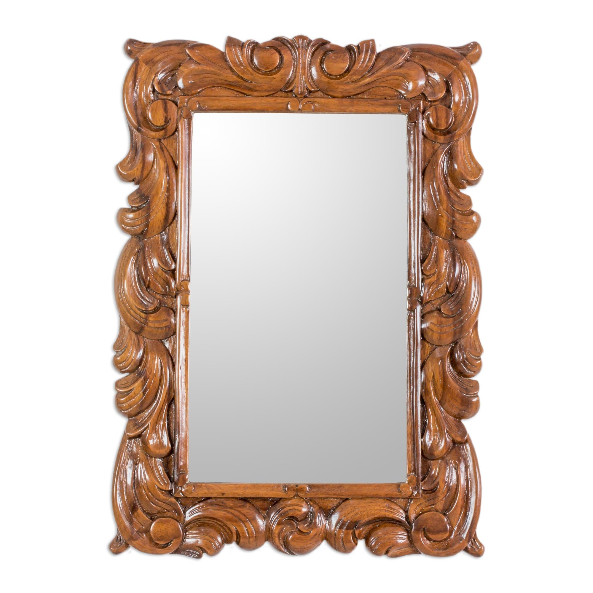 Premium Natural Grace Handcrafted Wood Wall Mirror - Guatemalan Artisan Design