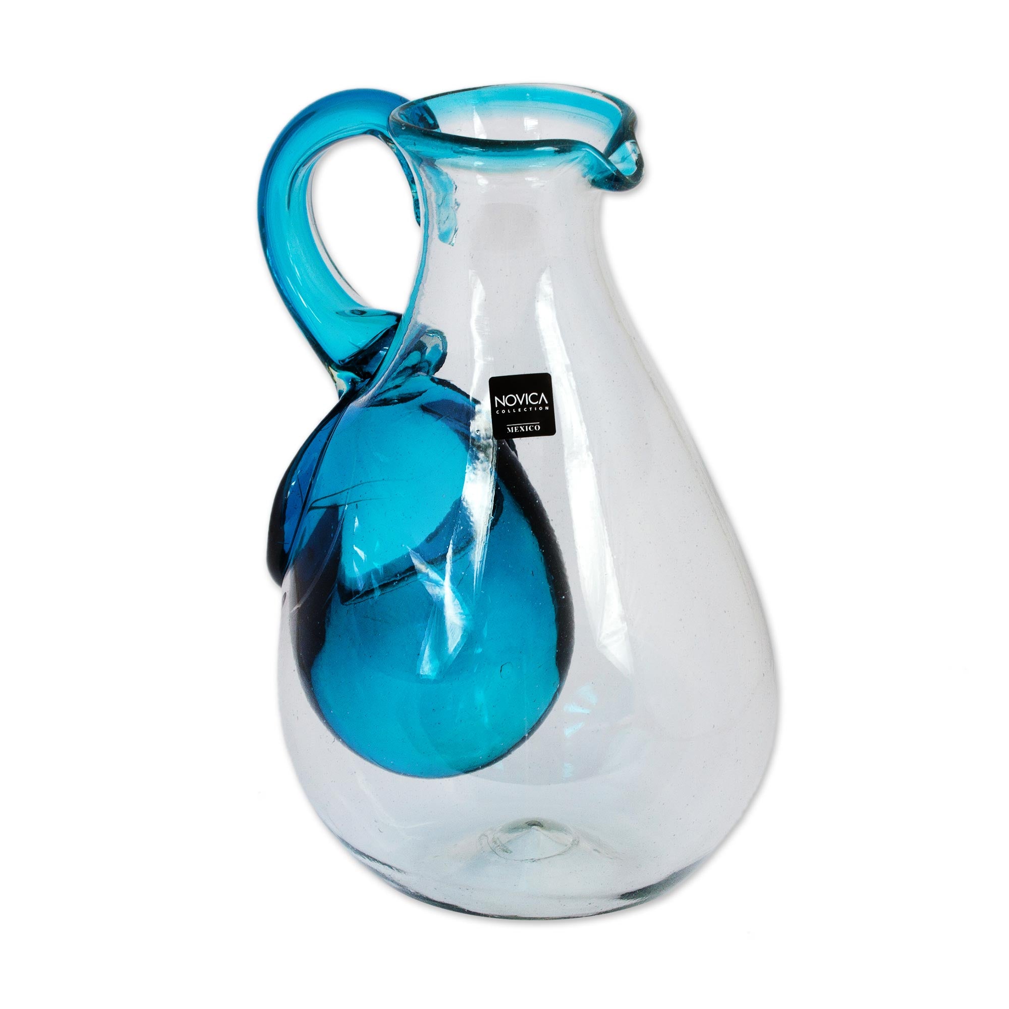 Premium Handcrafted Caribbean Glass Pitcher with Built-In Ice Chamber