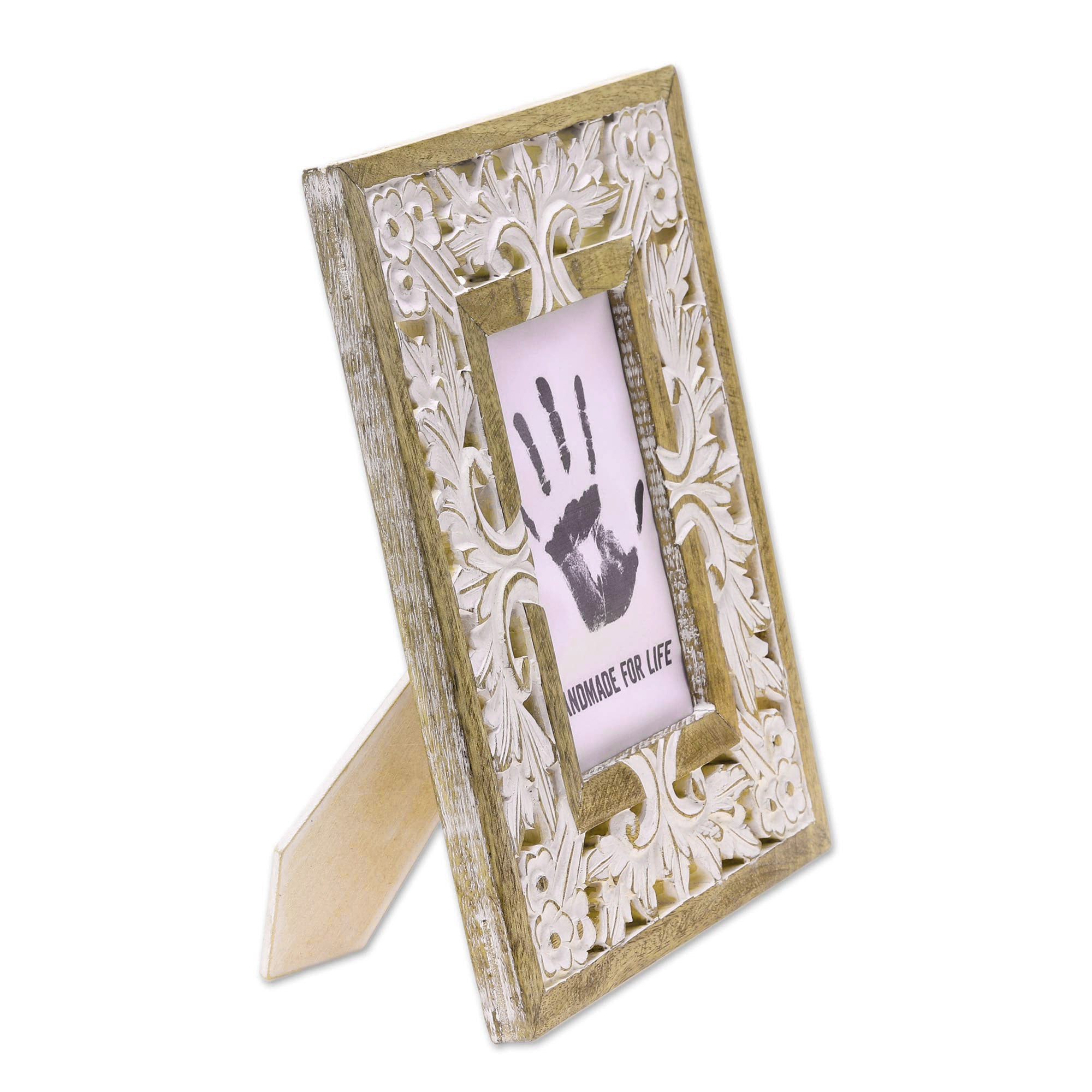 Premium White Garden Mango Wood Photo Frame - Handcrafted in India (4x6)