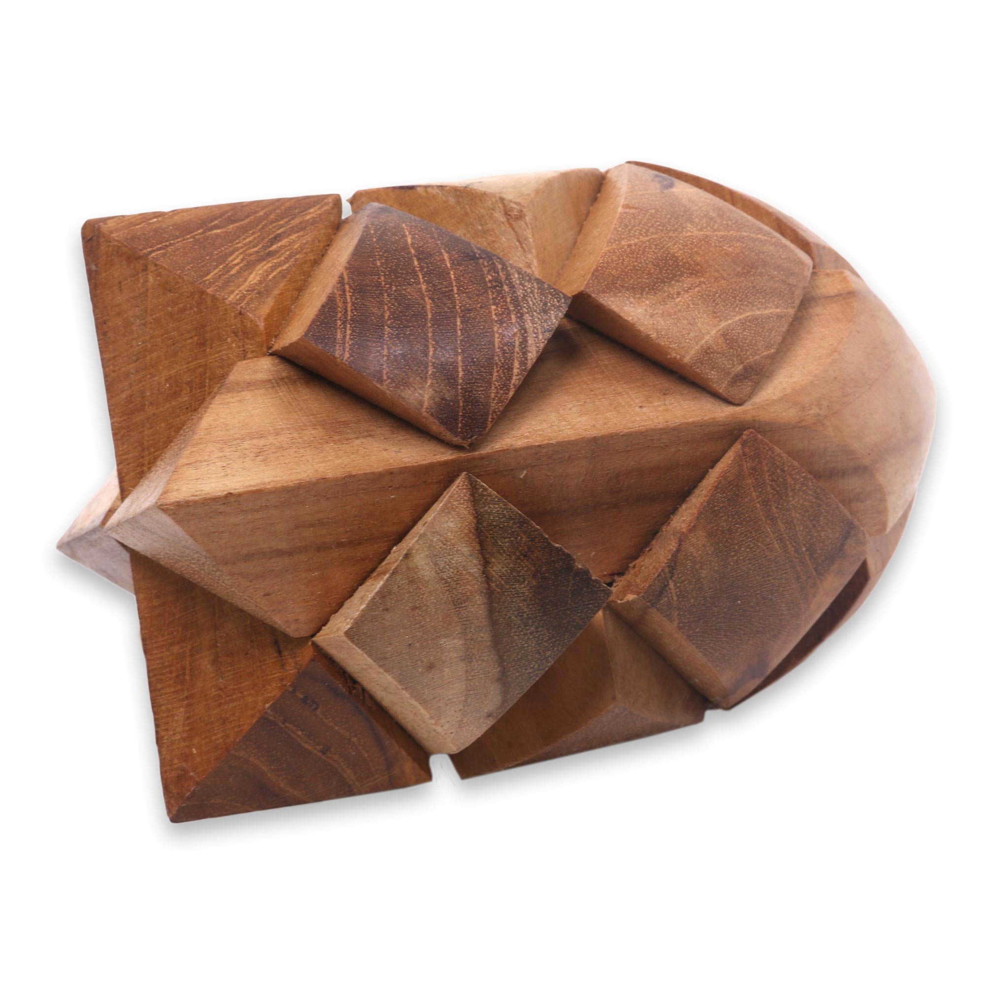 Premium Teak Wood Brainteaser Puzzle - Handcrafted Rocket Design from Java