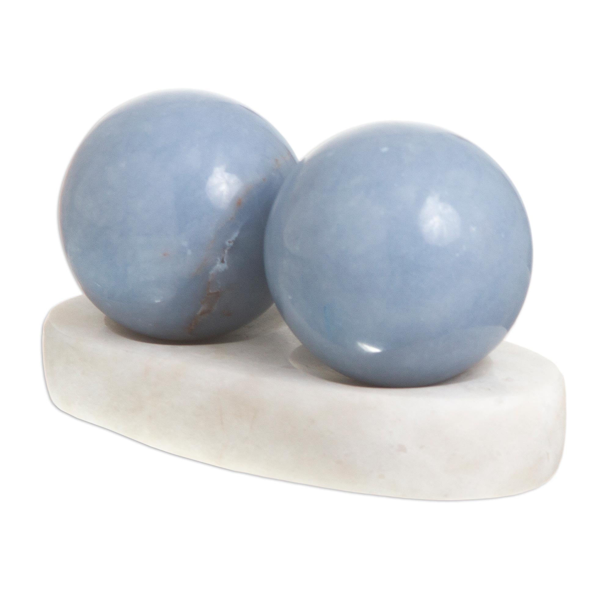 Premium Celestial Peace Set: 2 Handcrafted Celestite Spheres
